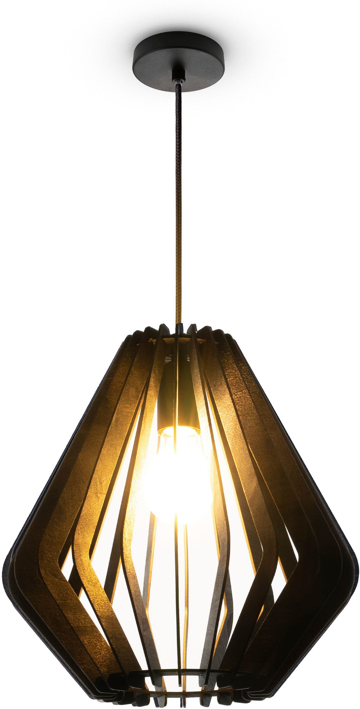 Holz Leuchtmittel, Esszimmer ohne Pendelleuchte Bar Paco Home Pendelleuchte Rustikal Natur Deckenlampe E27 Boho KOONI,