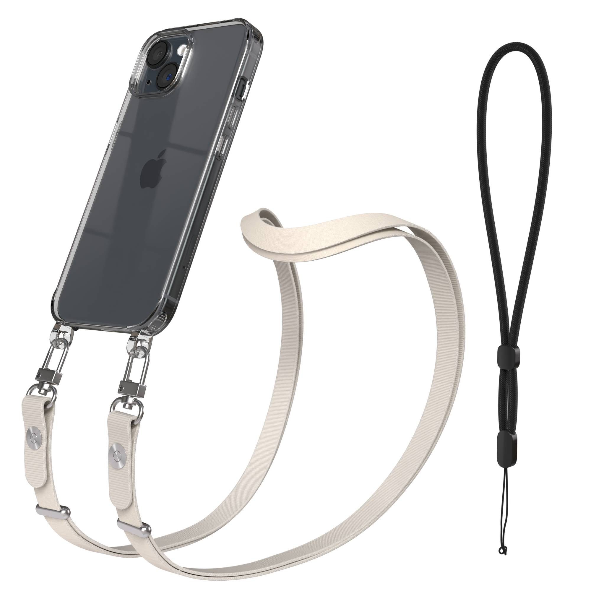 EAZY CASE Handykette für Apple iPhone 15 Handyhülle mit Handyband magnetisch, Handyband in Taupe mit Magnetverschluss für 2x2 Hüllen
