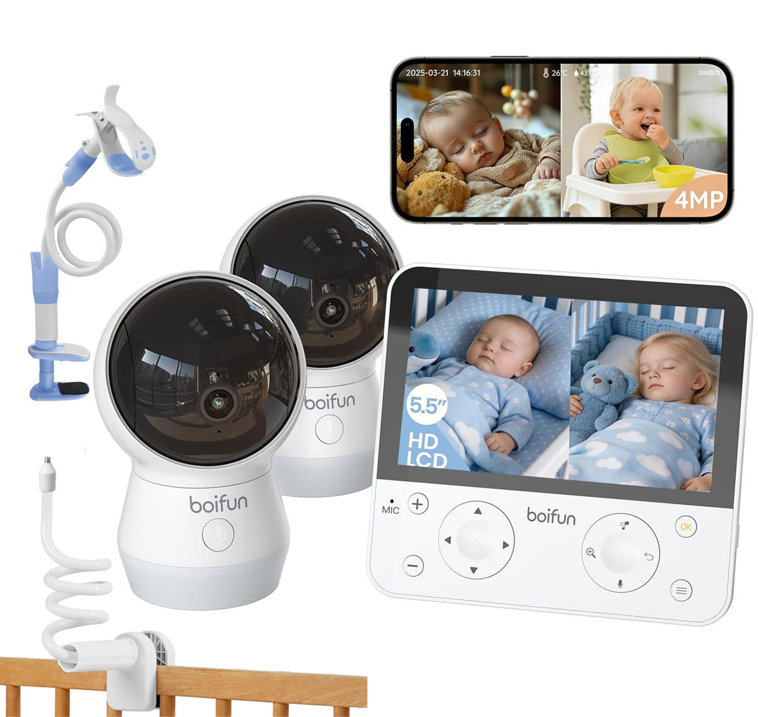Boifun 4MP Babyphone 2 Kameras