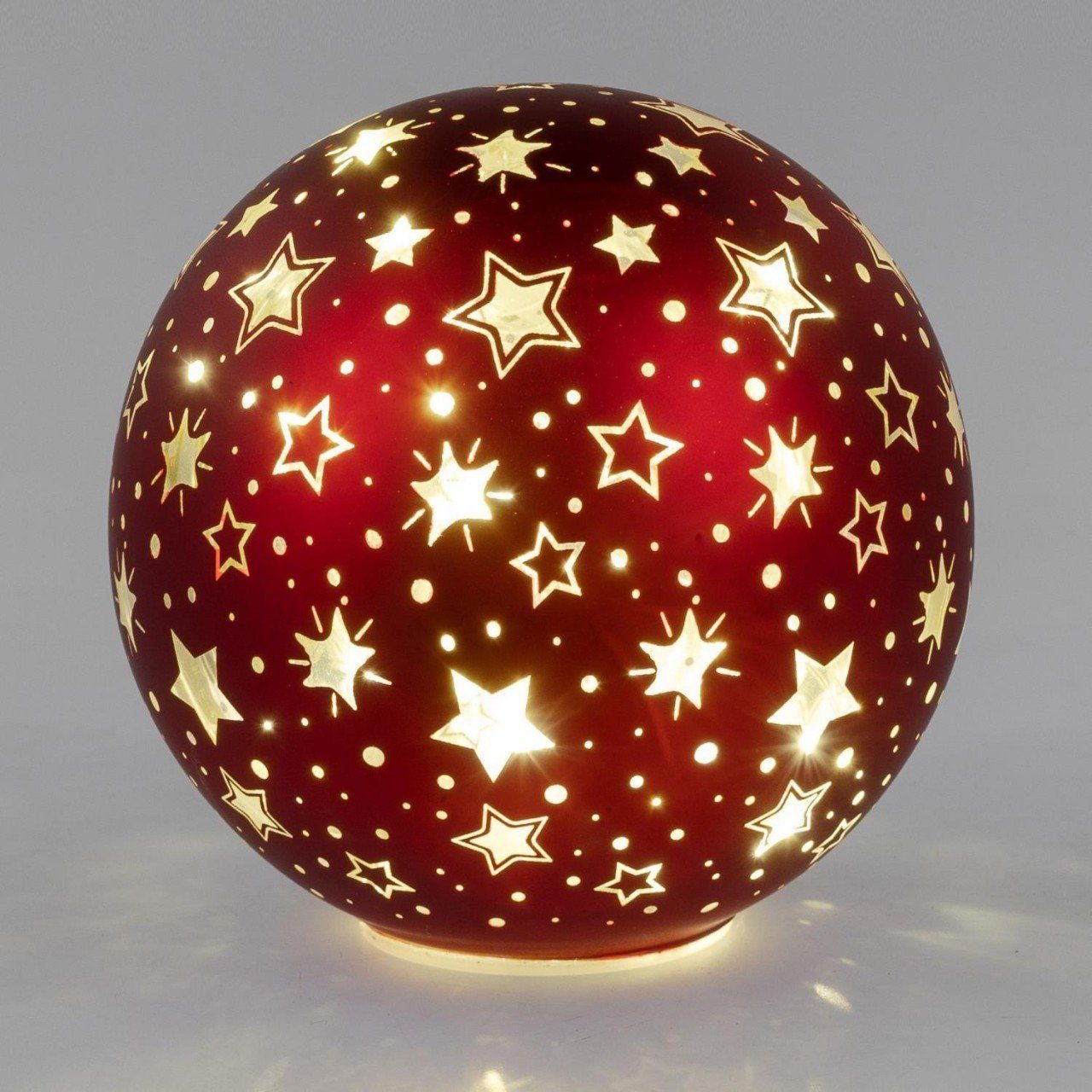 Rot Red LED fest D:10cm LED betrieben Glas, integriert, Dekoobjekt Warmweiß, formano Stars, LED