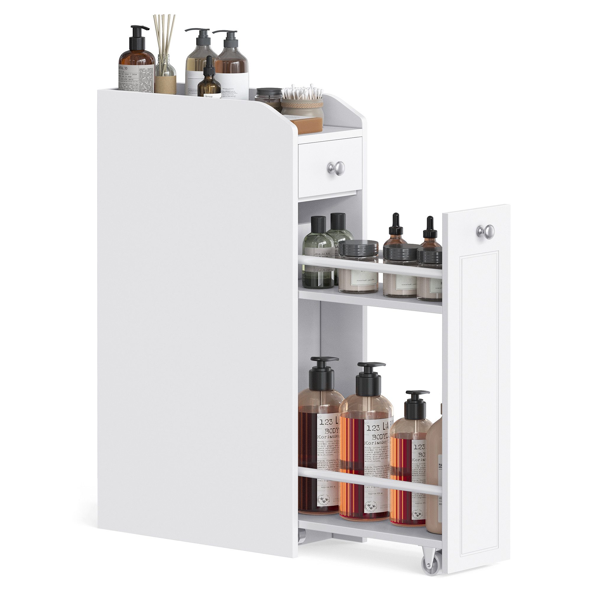 VASAGLE Badkommode Badezimmerschrank, Toilettenschrank mit Schubladen
