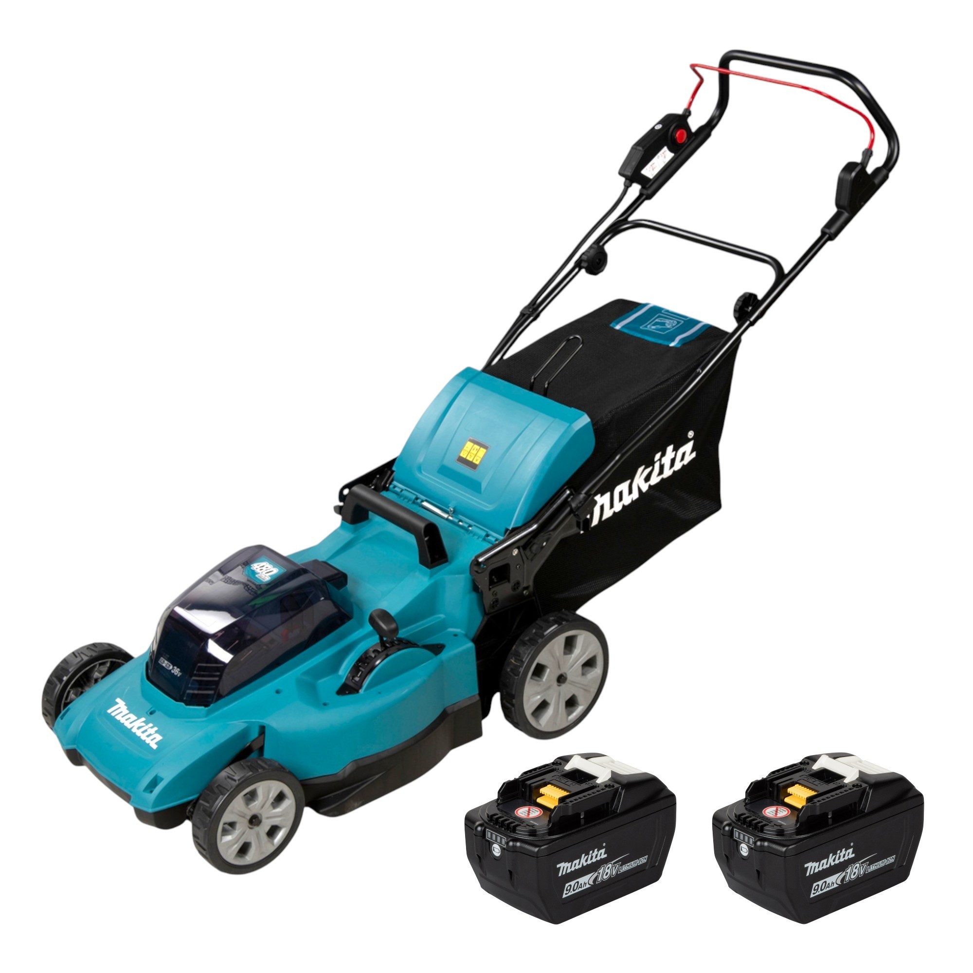 Makita Akkurasenmäher DLM 480 Z 18 V 48 cm 62 l + 2x Akku 9,0 Ah - ohne Ladegerät