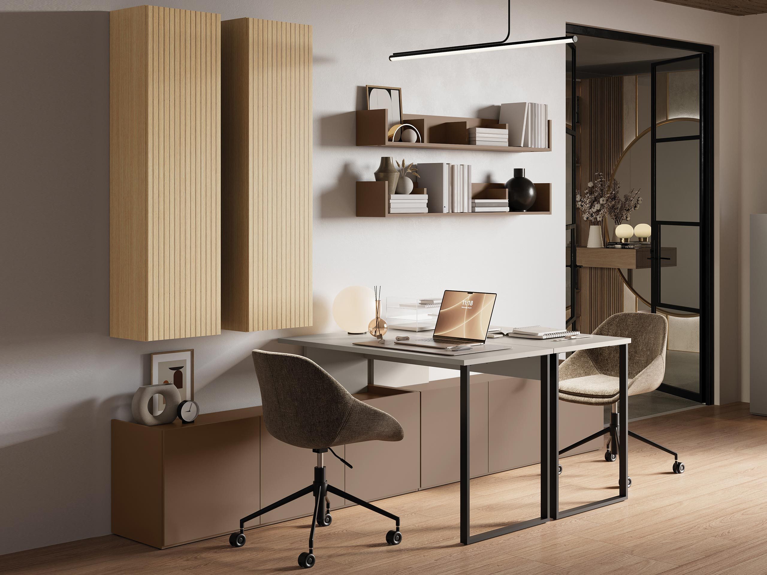 MIRJAN24 Jugendzimmer-Set Sigma IV, (6er-Set, 2x Schreibtisch, 2x Hängeschrank, 2x Wandregal), Metallbeine