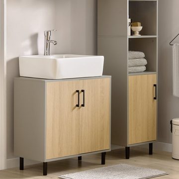 SoBuy Waschbeckenunterschrank BZR133 Waschtischunterschrank Badezimmerschrank Waschtisch Unterschrank Holz