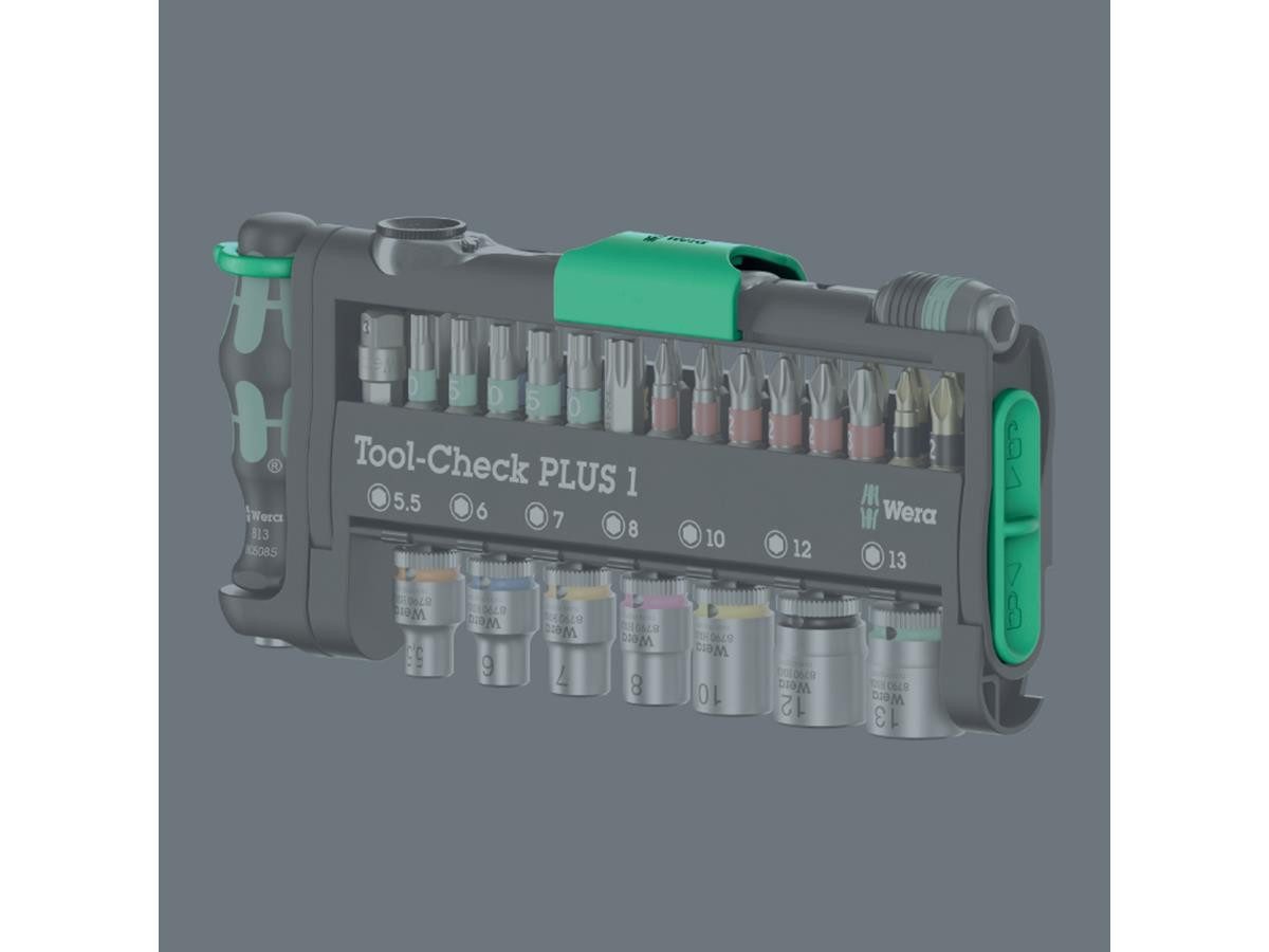Wera Bit-Set Tool-Check PLUS 1, 39-St., Superkompaktes 39-teiliges Werkzeugset für Hand- und Maschinen-Einsatz