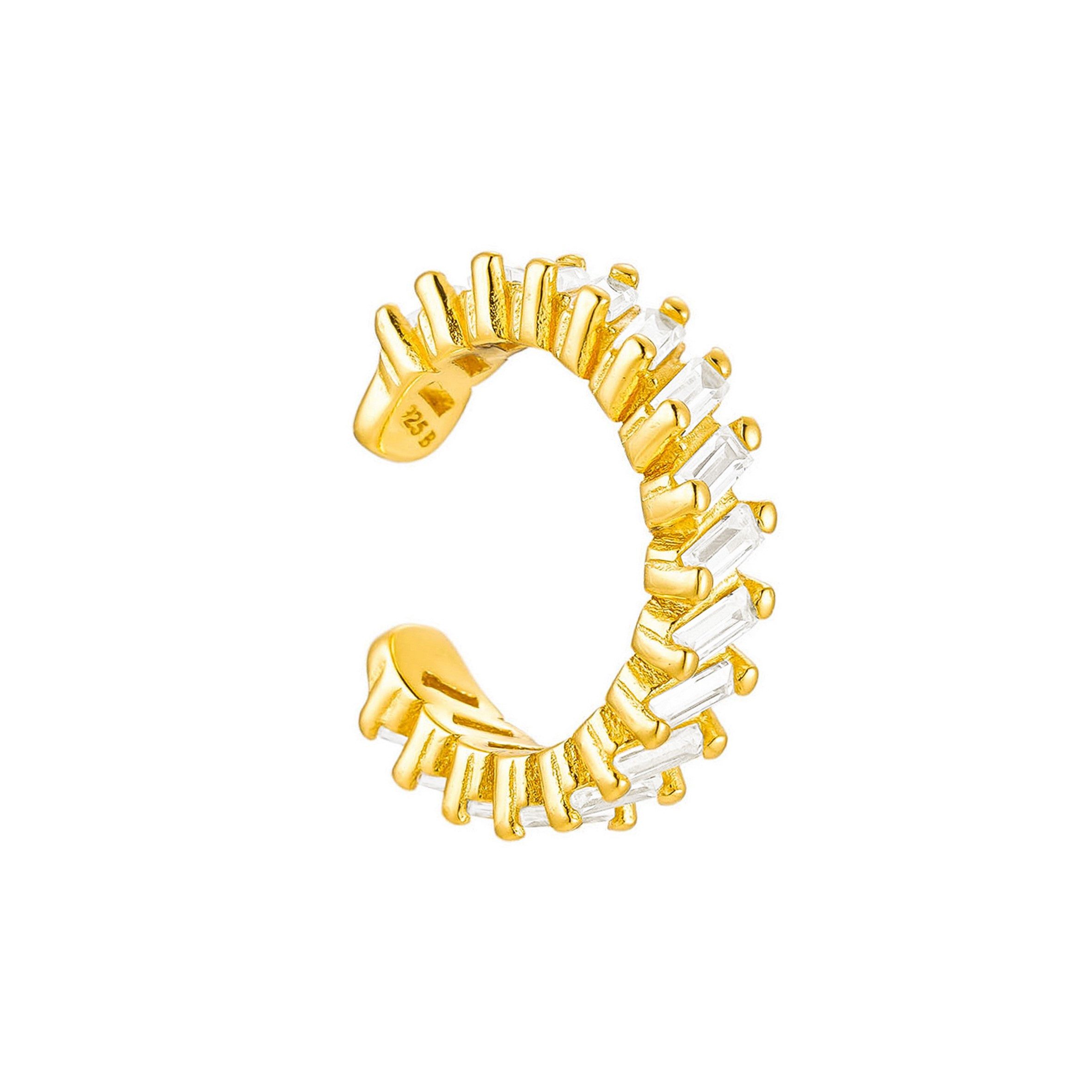 Brandlinger Ohrklemme Cuff Rimini, Silber 925 vergoldet, funkelnde Ohreklemme mit weißen Zirkonia