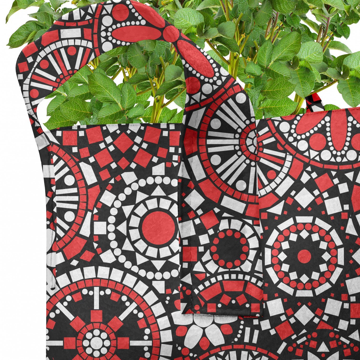 Stofftöpfe Griffen Red Blumen-Mosaik Pflanzen, Mandala Abakuhaus für mit Pflanzkübel hochleistungsfähig