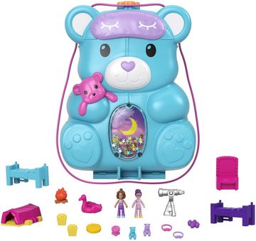 Polly Pocket Spielwelt Sleepover Teddybär-Tasche, mit 2 Figuren und Zubehör