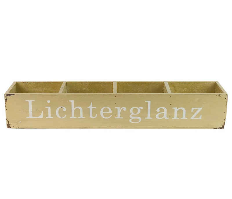 Parts4Living Holzkiste »Antikholz Kiste mit dem Aufdruck "Lichterglanz" champagner 50x11x8 cm«, im angesagten Shabby Chic Stil
