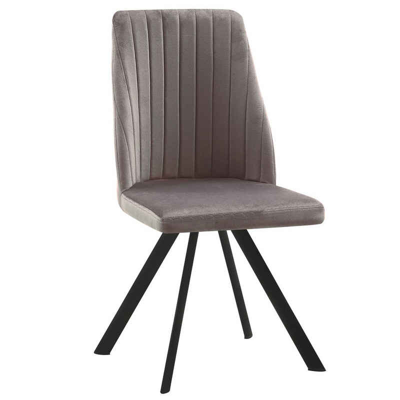 TRISENS Polsterstuhl »Penelopa« (1, 2, 3 oder 4 Stühle, 1 St), Esszimmerstuhl, Küchenstuhl, mit einem Samtvelours Bezug und einem Metallgestell