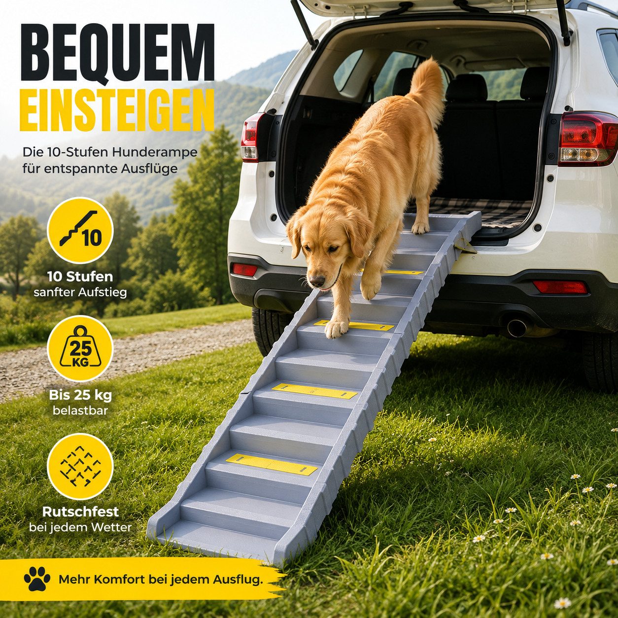 MIBODE Haustiertreppe Hunderampe Auto klappbar