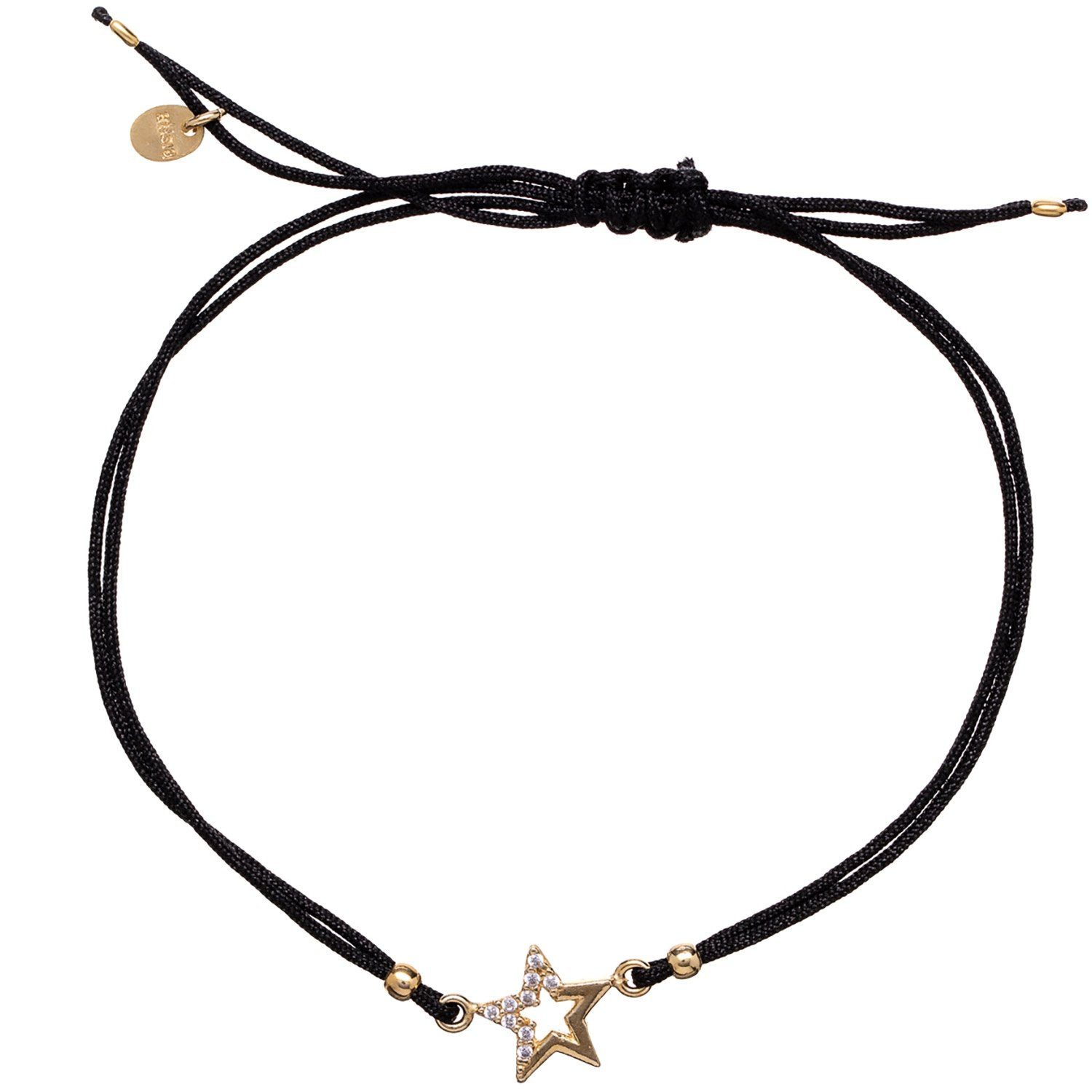 Alisia Silberarmband AL4240.01.530, Damenarmband Schwarz/Goldfarbener Stern