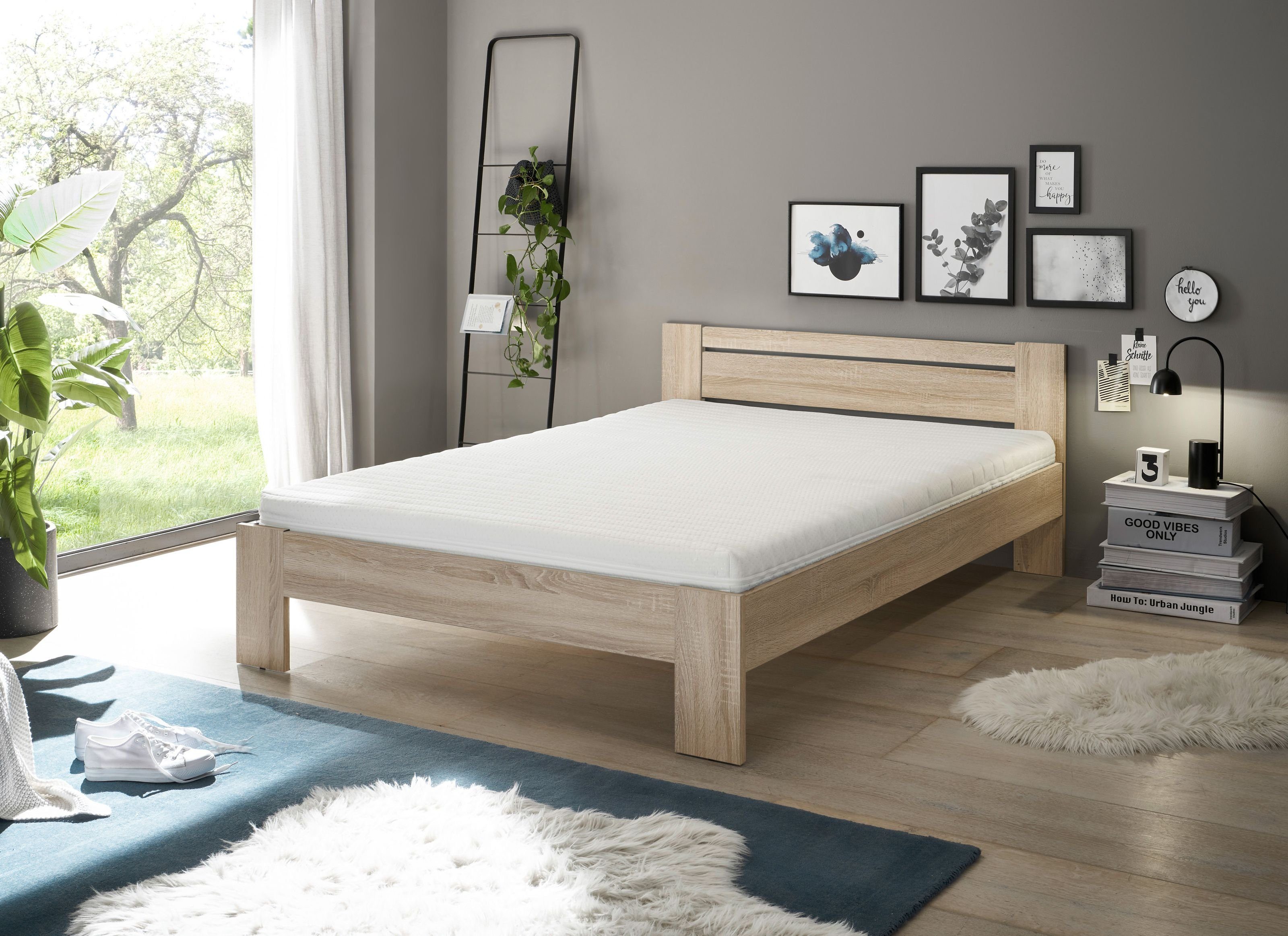 Pol-Power Bett in Eiche Sonoma. Abmessungen (BxHxT) 145x71x204 cm