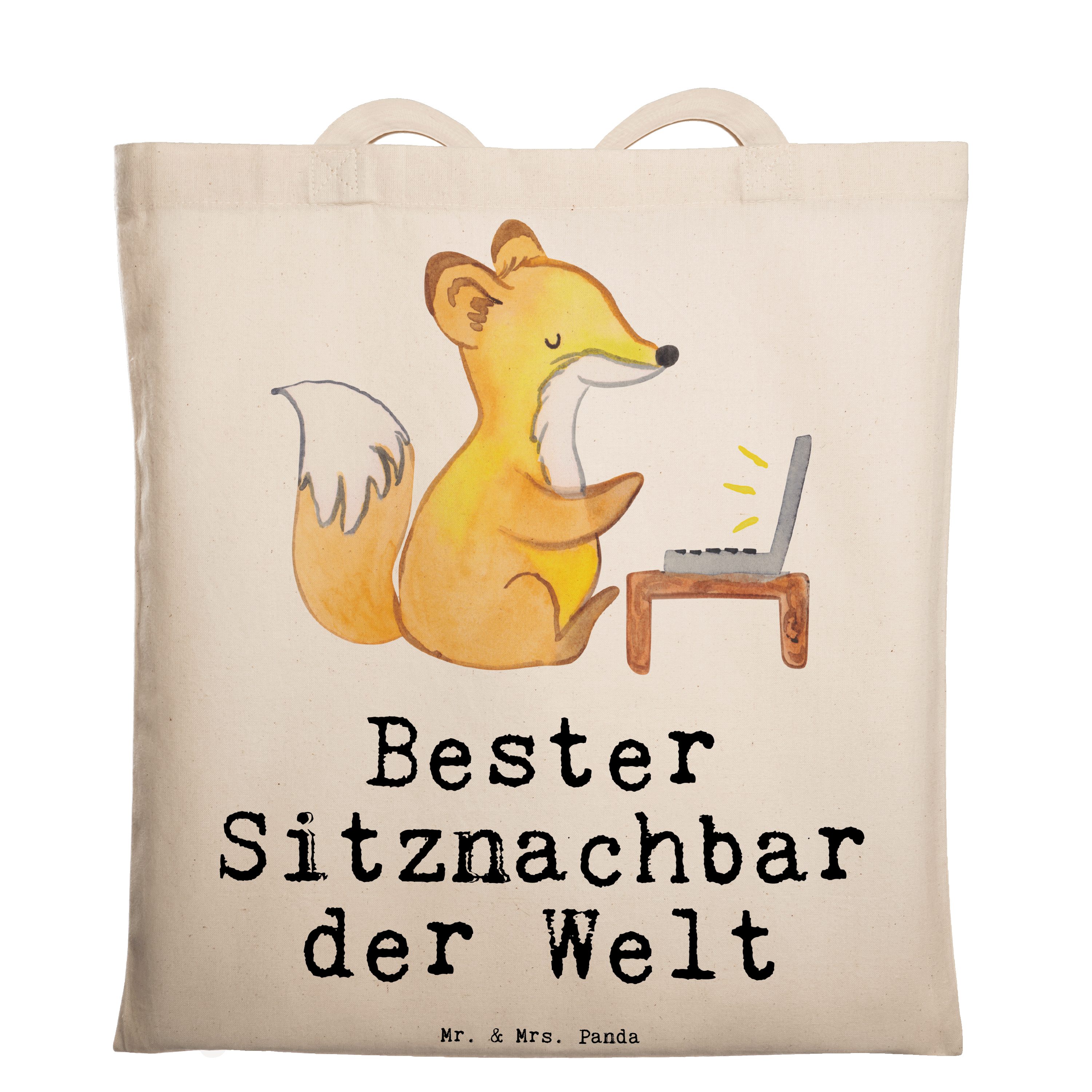 - Beuteltas Welt Transparent (1-tlg) Mrs. Mr. Panda Geschenk, Fuchs & Sitznachbar der Tragetasche Bester -