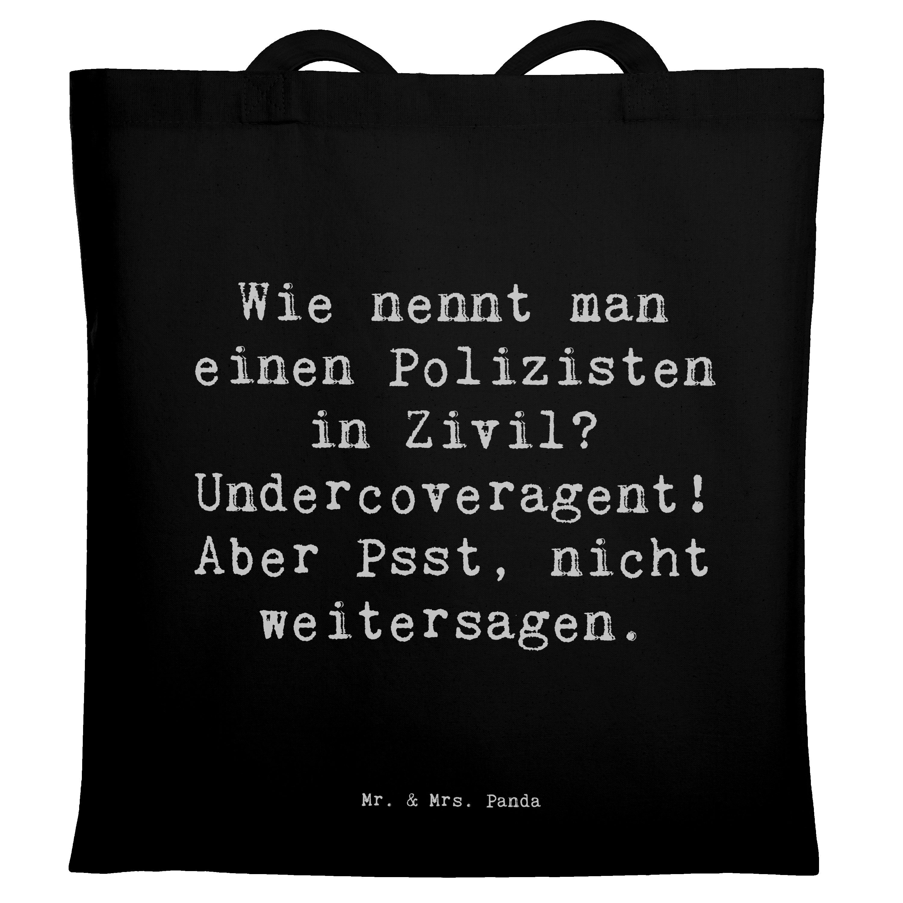 Tragetasche Spruch Geheimer Polizist - Schwarz - Geschenk, Berufung, Schutz, Insi