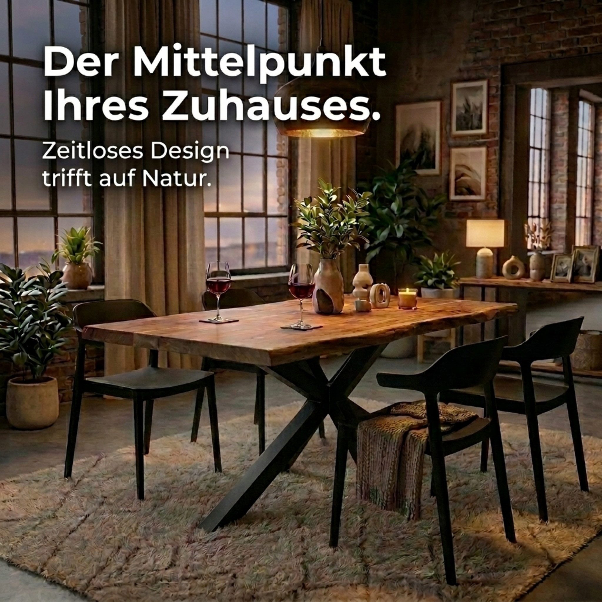 SAM® Baumkantentisch Paulina, Akazienholz, Baumkante, Metallgestell nach Wahl, bis 3 Meter lieferbar