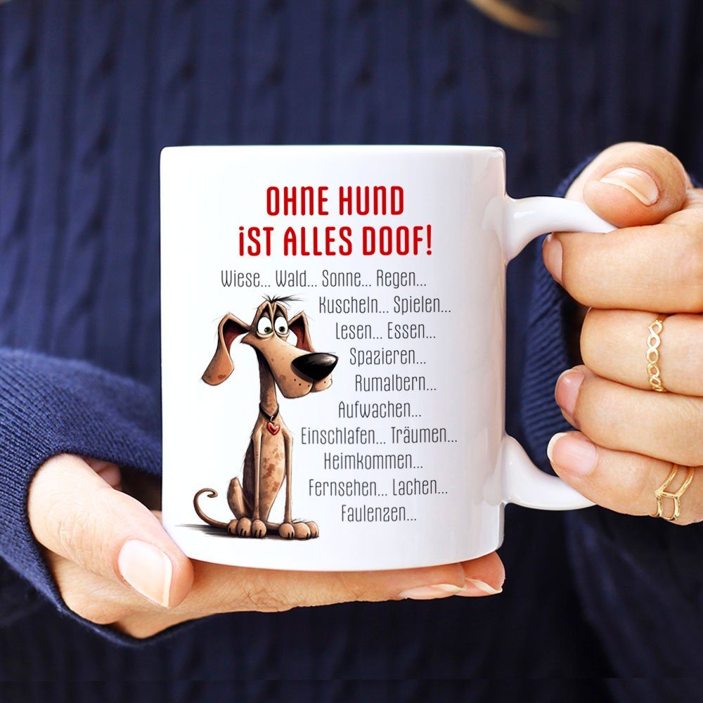 Spruch Geschenk, OHNE handgefertigt, ALLES Cadouri ml DOOF! Hundespruch, bedruckt, beidseitig mit HUND Keramik, für Kaffeetasse Tasse Hundefreunde, mit IST - 330