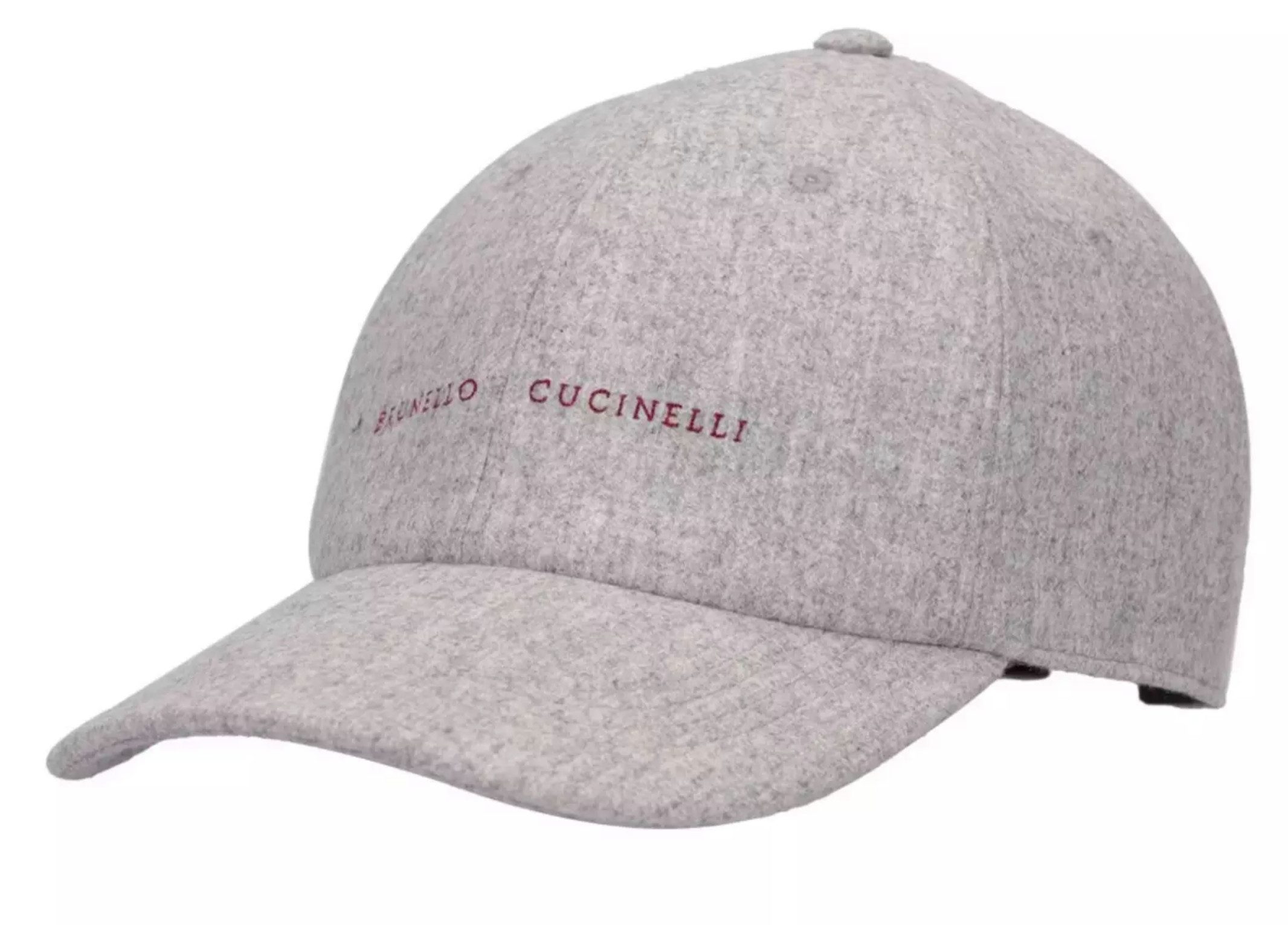 BRUNELLO CUCINELLI Baseball Cap Baseballkappe aus Schurwolle und Leder verstellbarer Lederriemen, Rotes Logo-Stickerei