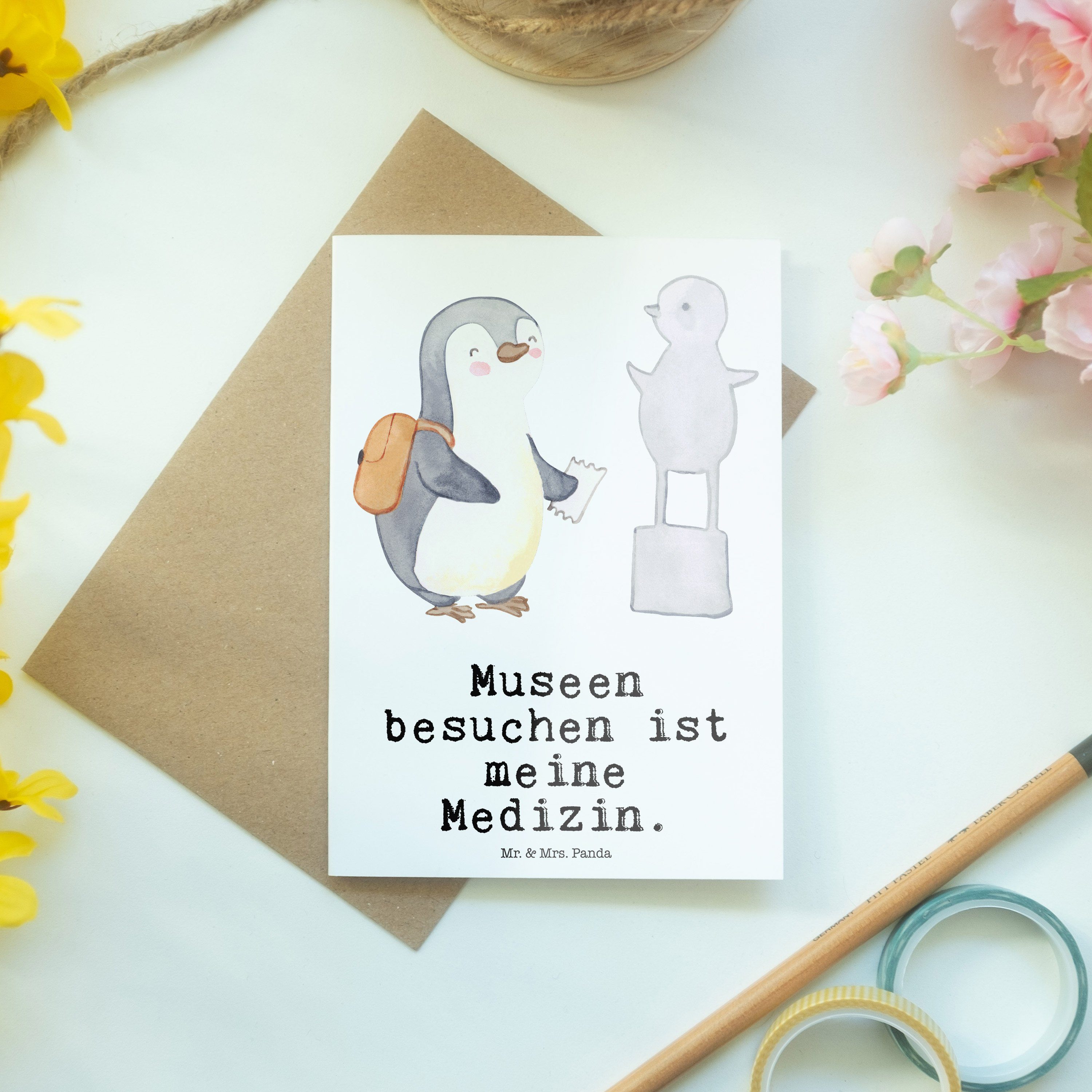 Weiß Panda Mrs. Grußkarte - & Mr. Geschenk, Medizin - besuchen Pinguin Geburtstagskarte Museum