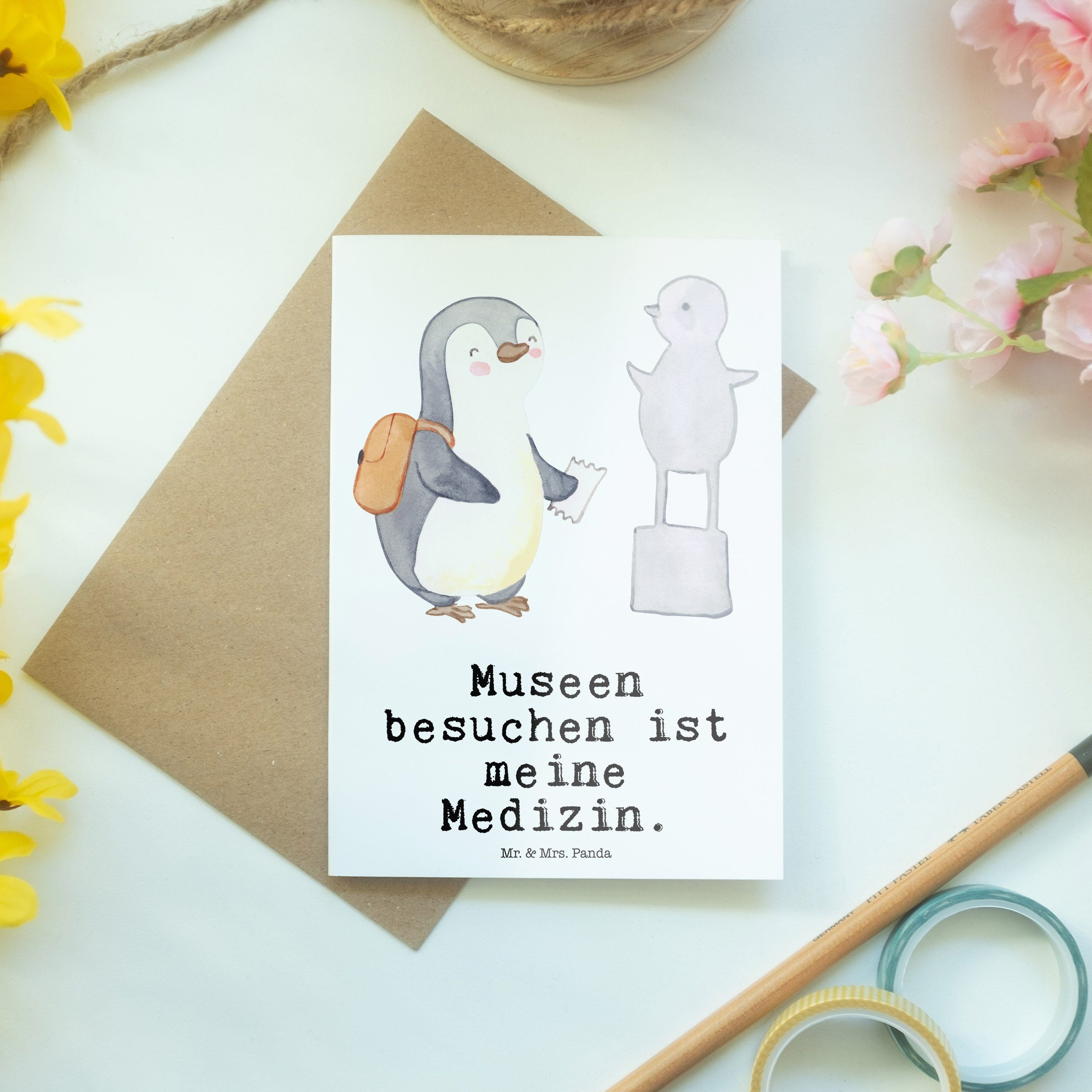 - & Grußkarte Geburtstagskarte besuchen Pinguin Weiß Geschenk, Mr. - Medizin Panda Mrs. Museum