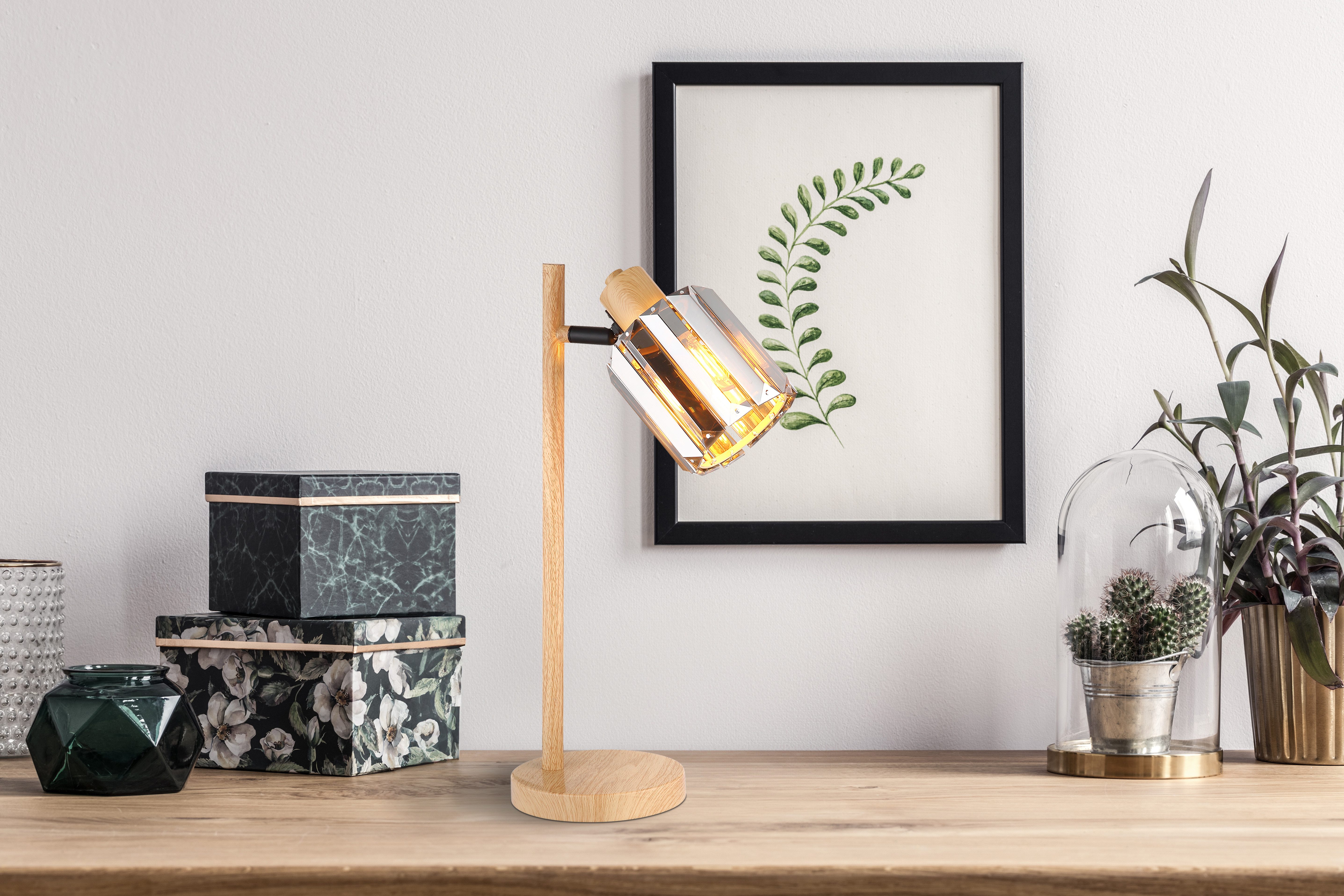 NOWA Tischleuchte RUN, ohne Leuchtmittel, Tischlampe, Kristalle, Schlafzimmer, Wohnzimmer