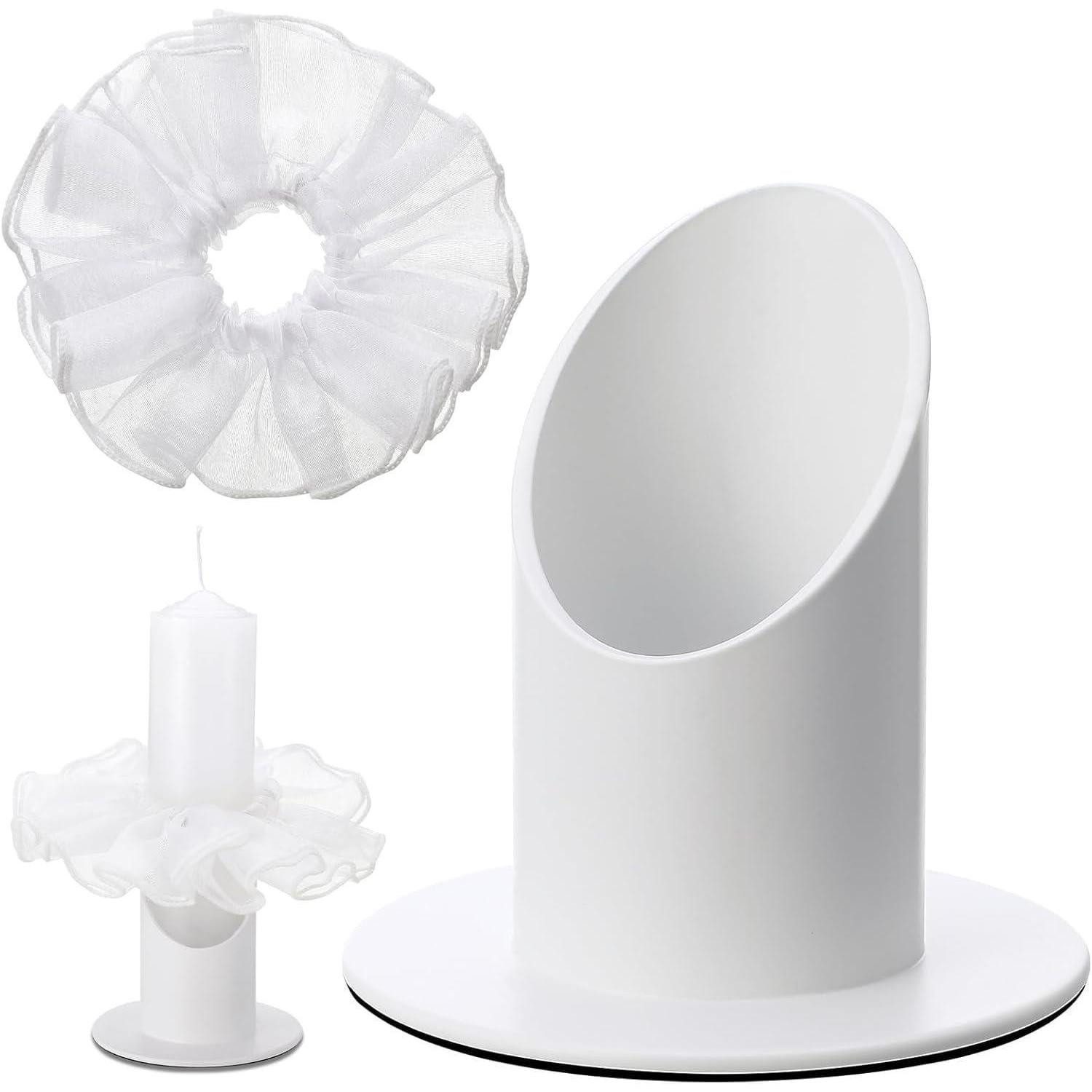 LuxusKollektion Kerzenständer Kerzenständer Kommunion Metall 4cm Weiß (1 St)