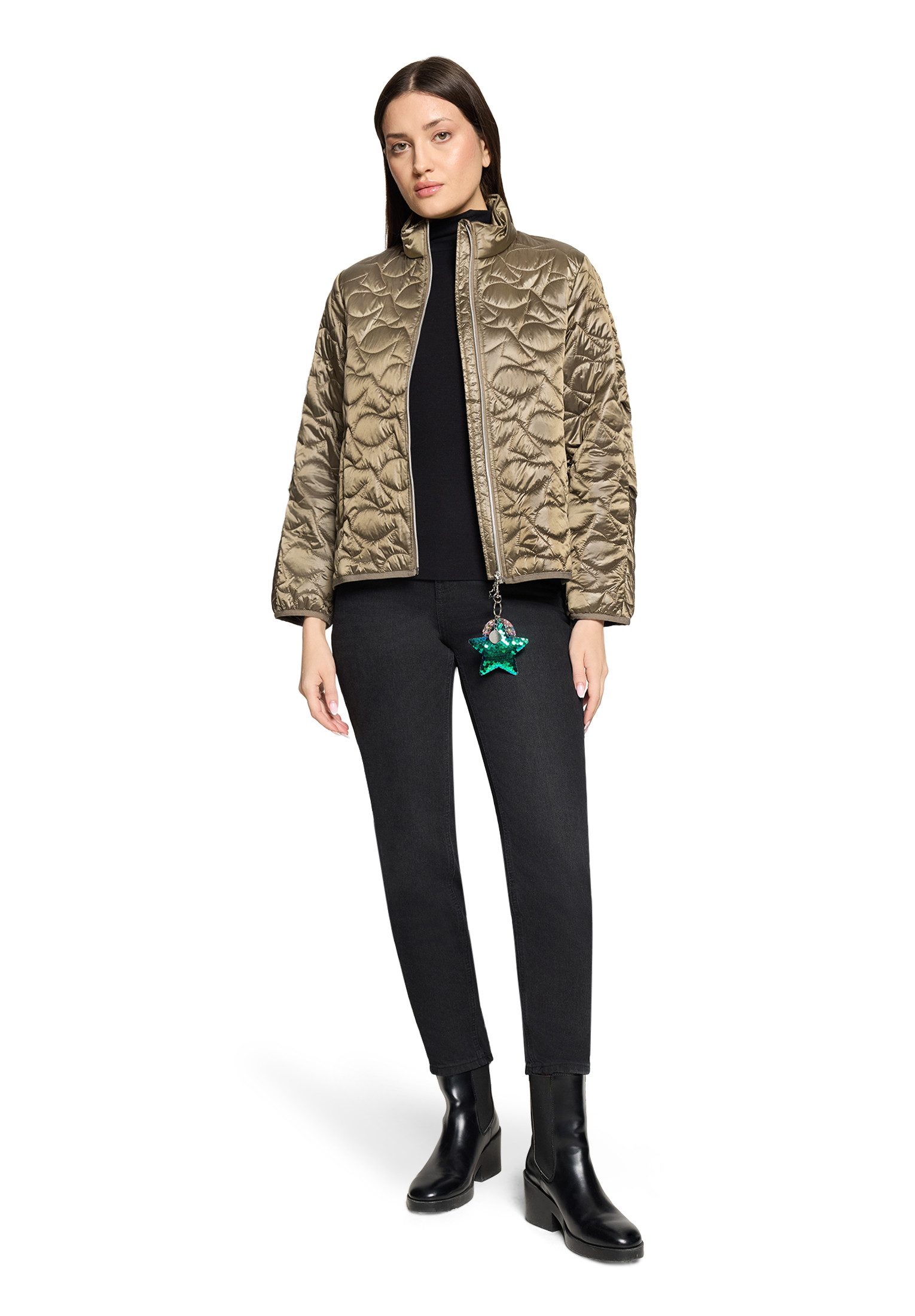 Cartoon Steppjacke Damen mit Eingrifftaschen