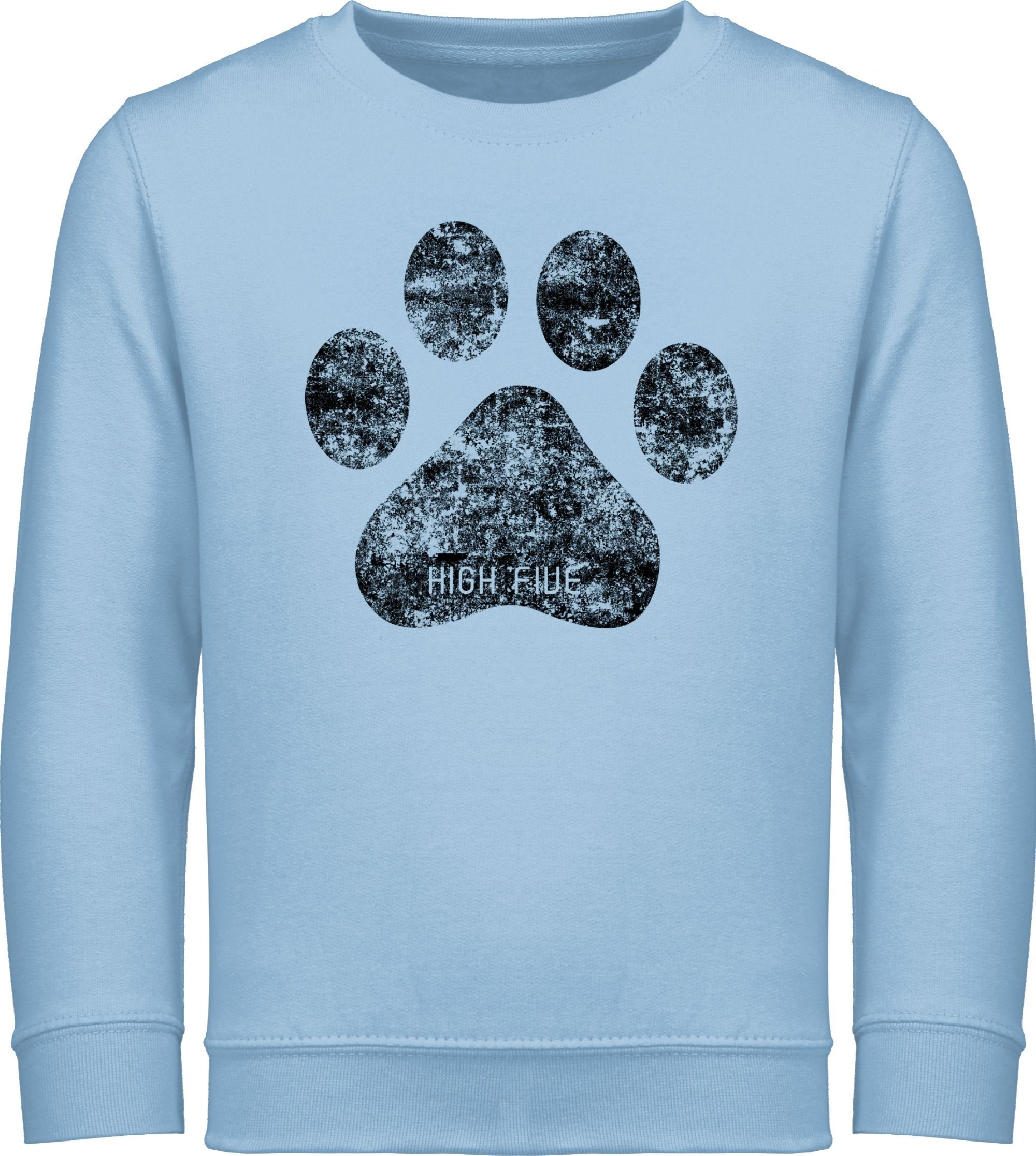 Shirtracer Sweatshirt High Five Hunde Pfote Tiermotiv Animal Print 1 Hellblau