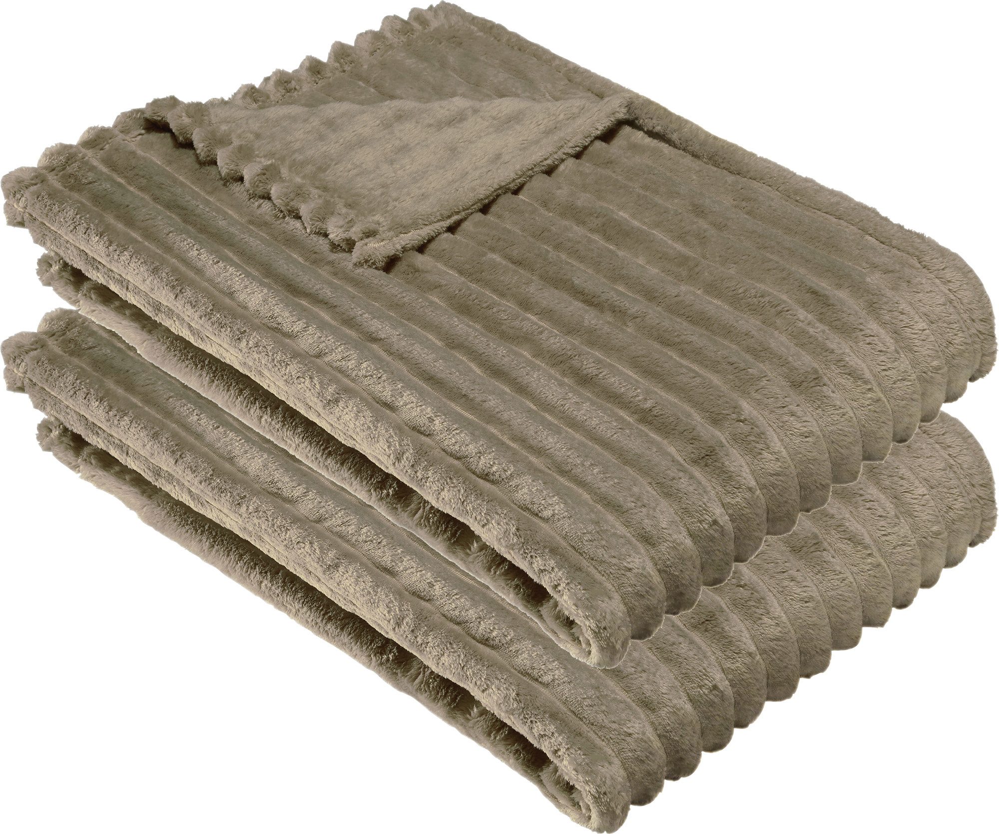 Wohndecke Wohndecke "Aosta" 2er-Pack, Erwin Müller, Fleece in Cordoptik Uni/Hoch- Tiefstruktur