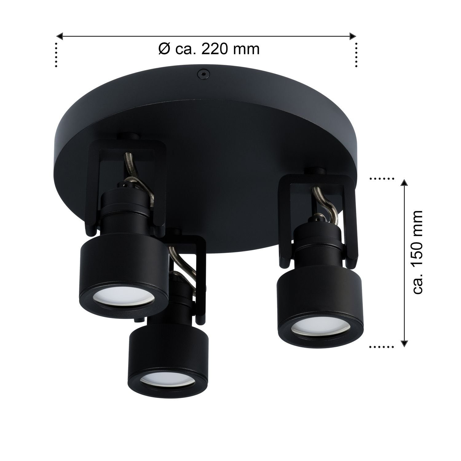 LEDANDO Spotleu LED - GU10 Deckenleuchte 3-flammig Adnos Deckenspots - tauschbar LED schwarz -