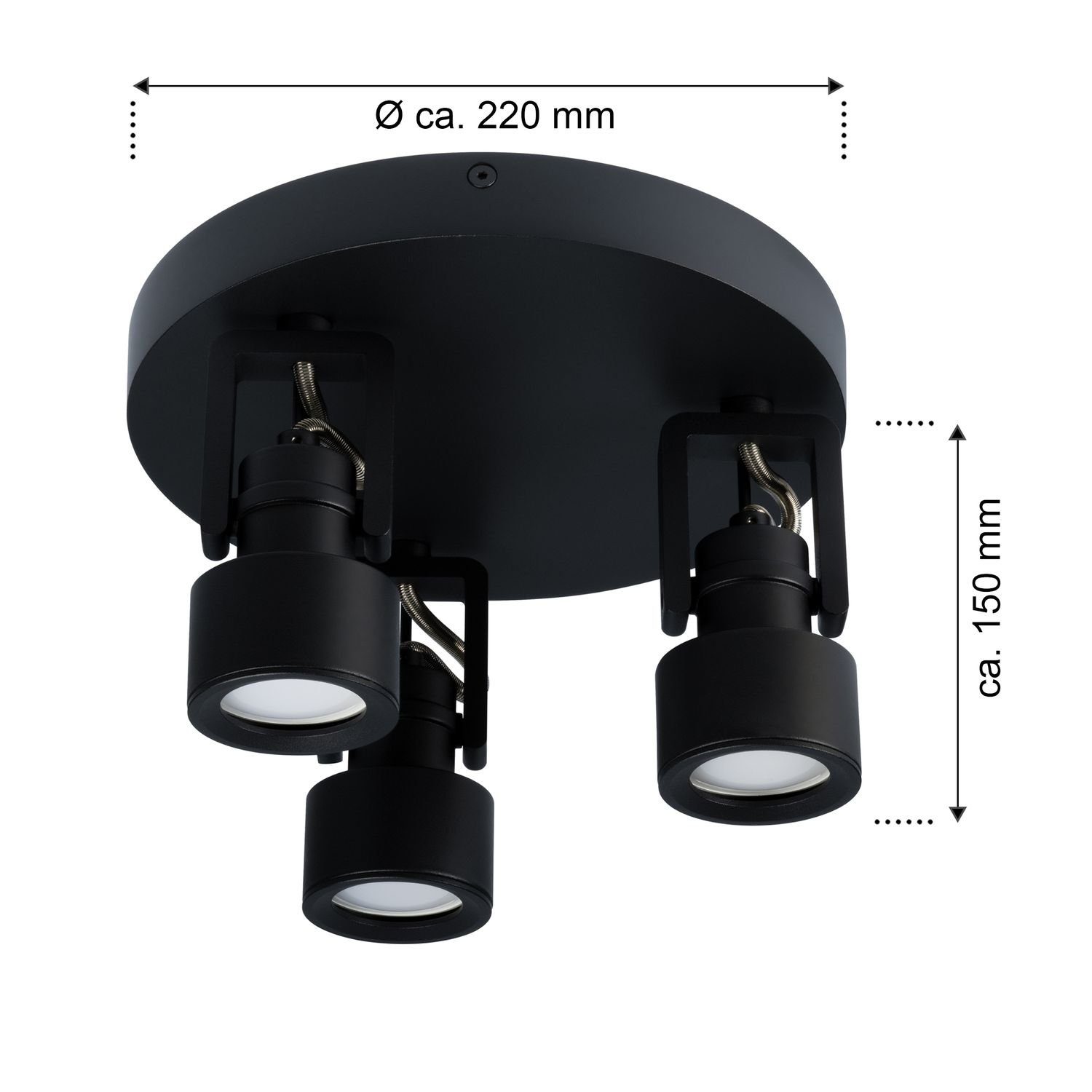 3-flammig GU10 Deckenleuchte schwarz Spotleu LED Adnos Deckenspots - - LED LEDANDO - tauschbar