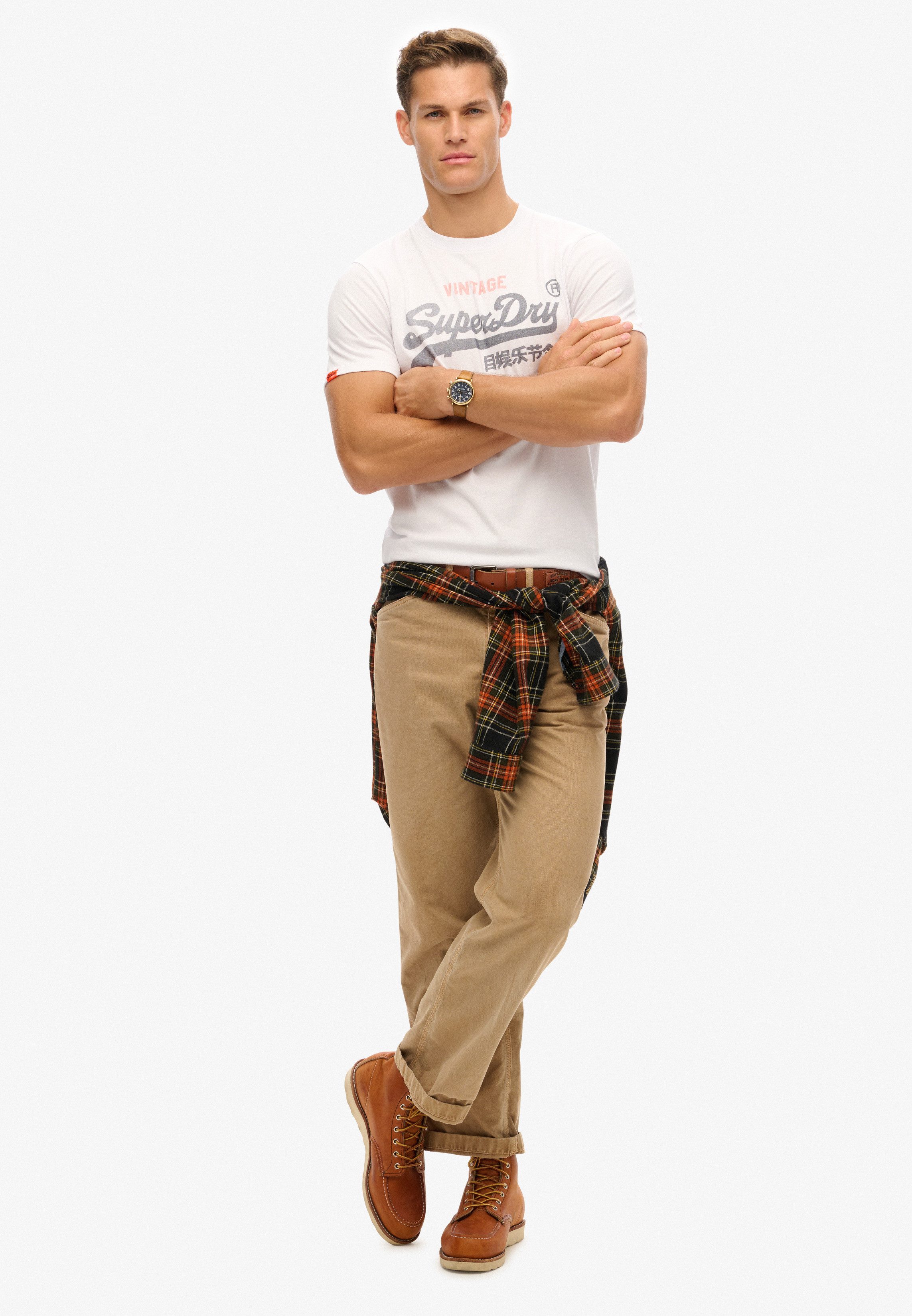 Superdry Rundhalsshirt VL HERITAGE RELAXED TEE Relaxed Fit, aus Baumwolle und Single Jersey, Kurzarm, pflegeleicht