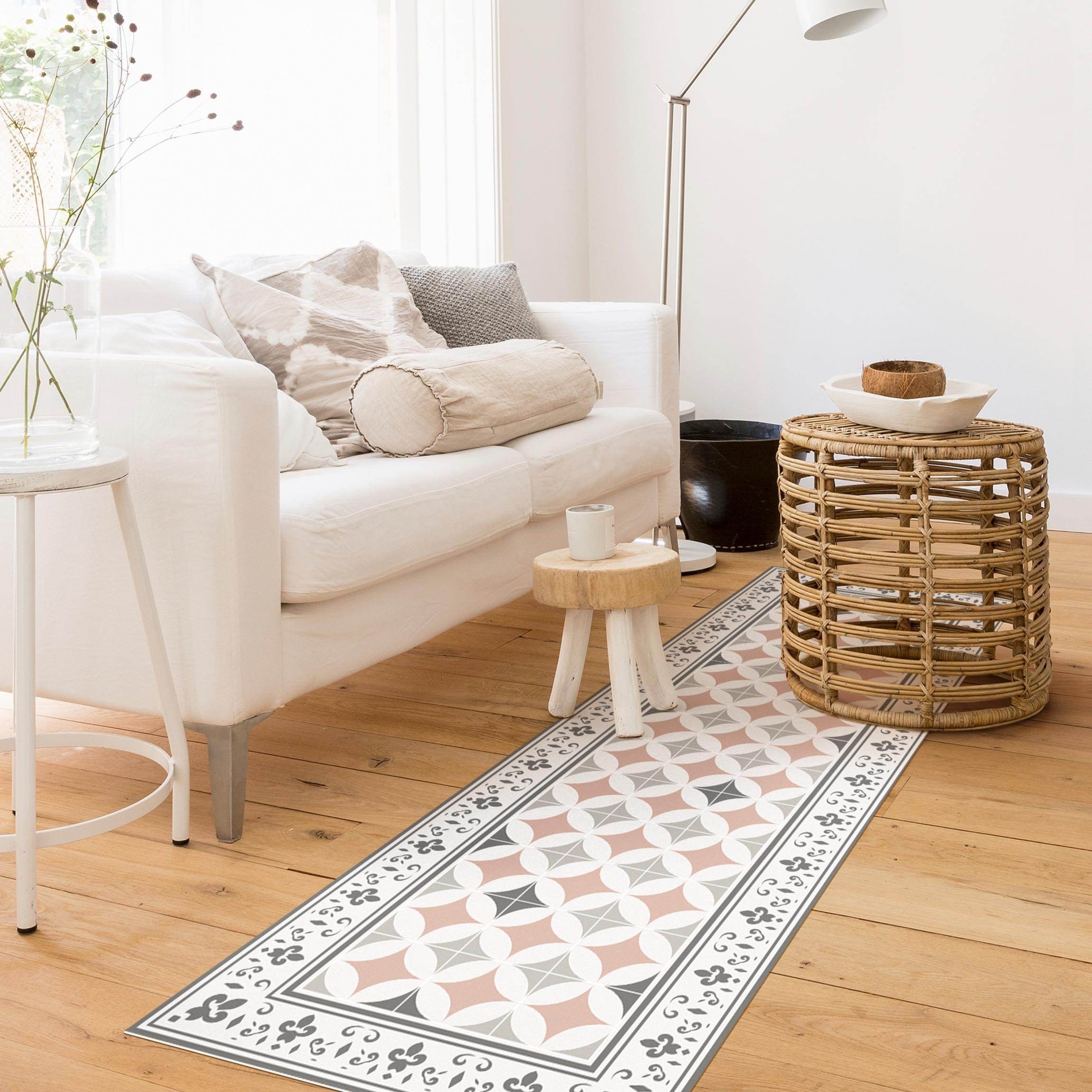 Bilderdepot24 Teppich Teppich Vinyl Flur Küche Fliesen Muster funktional lang modern, Läufer - grau glatt, nass wischbar (Schmutz, Tierhaare) Saugroboter & Bode – Bild 4 von 5