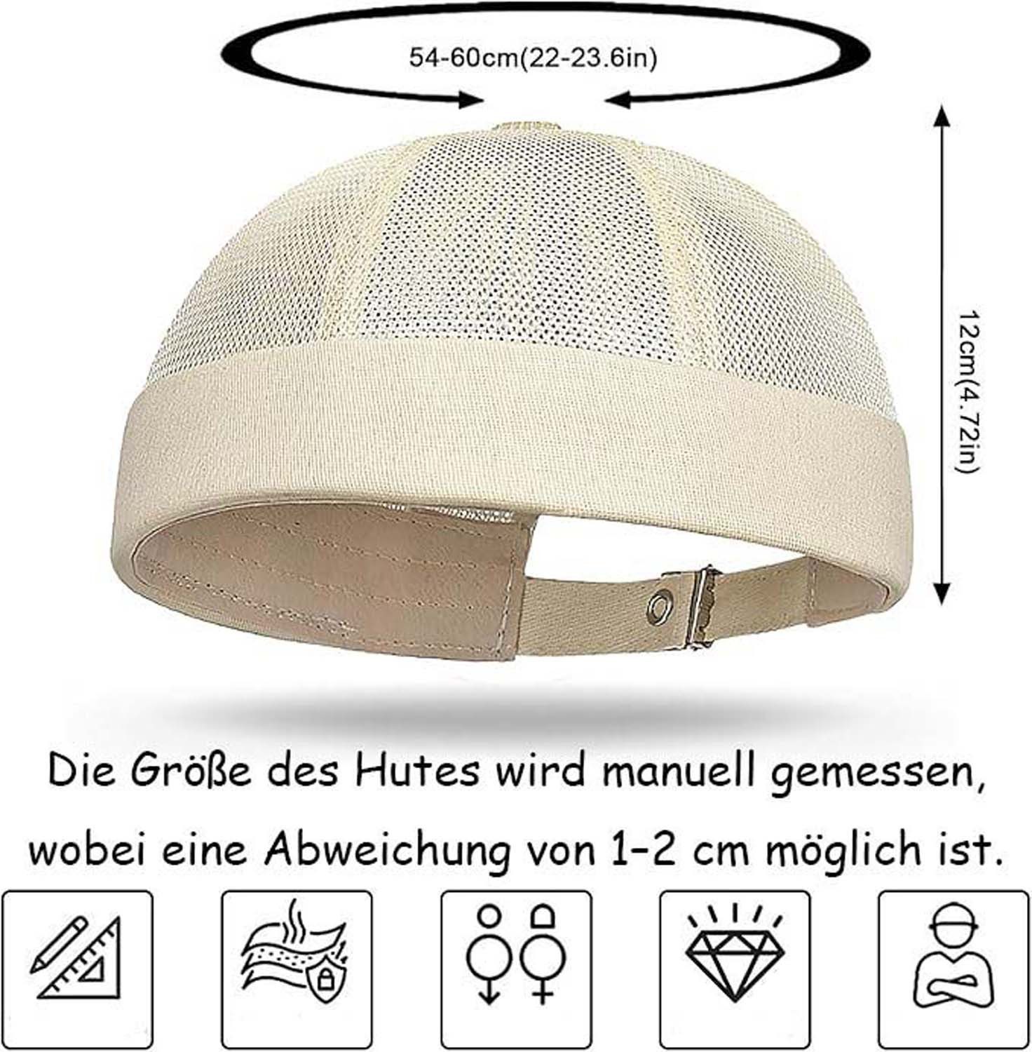 Zaewry Dockermütze Verstellbar Seemannsmütze UV-Schutz Dockermütze Sommer Hafenmütze