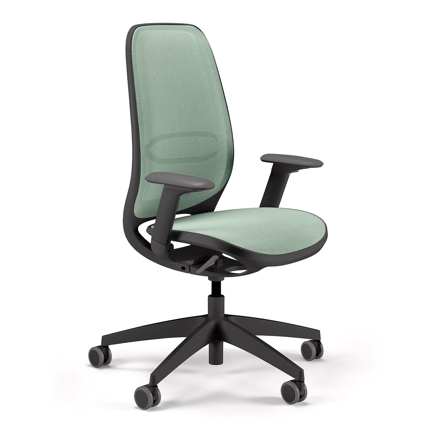 sedus Drehstuhl se:air: Bürostuhl aus Netzmembran mit Mulitfunktionsarmlehnen, (automatischer Gewichtsanpassung und Lordosenstütze, Zeitloses und filigranes Design) grün | schwarz