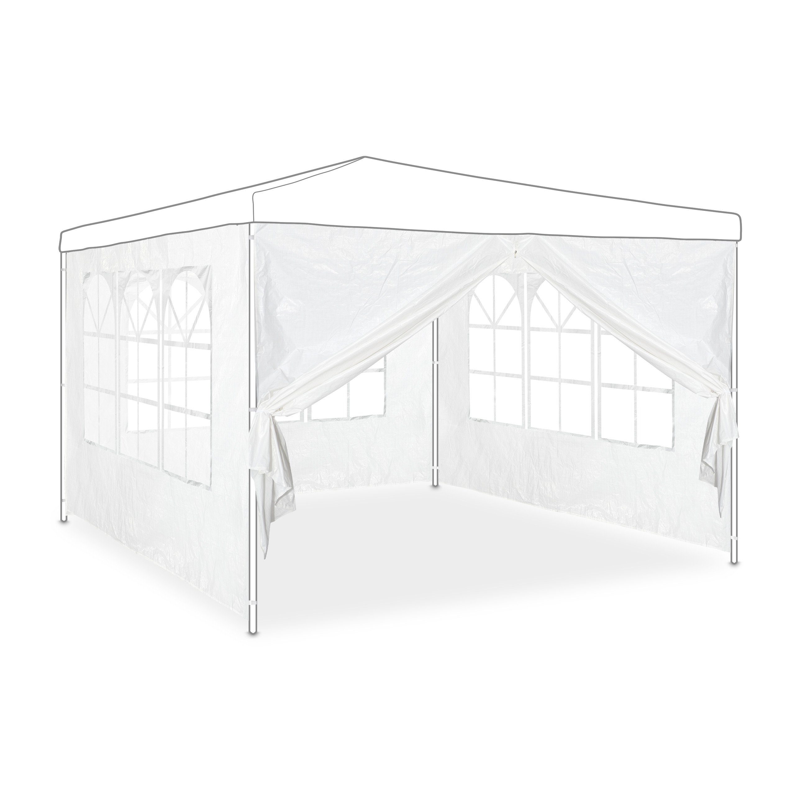 relaxdays Pavillonseitenteil Weiße Pavillon Seitenwand 4er Set, 300x200 cm günstig online kaufen