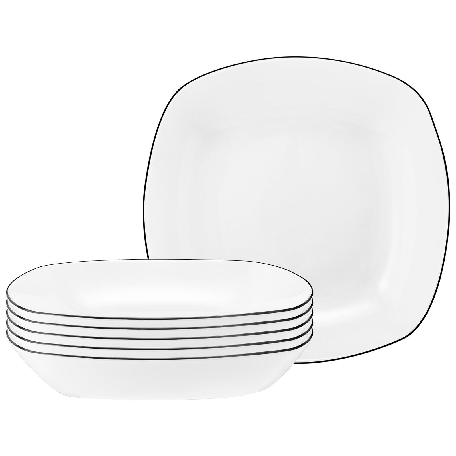 Seltmann Weiden Суповая тарелка Lido Black Line Суповая тарелка eckig ø 21 cm 6er Set, (6 St)