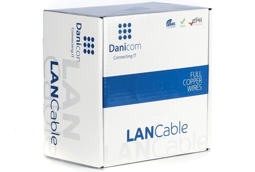 Danicom DANICOM CAT6A S/FTP 100m - LSZH (Fca) Netzwerkkabel, (10000 cm), Cat6a, 100% Kupfer