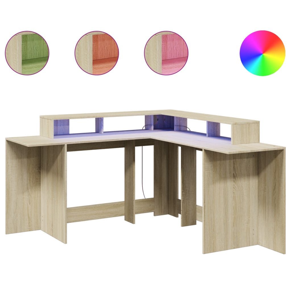 vidaXL Schreibtisch LED-Schreibtisch Sonoma-Eiche 152x152x91 cm günstig online kaufen
