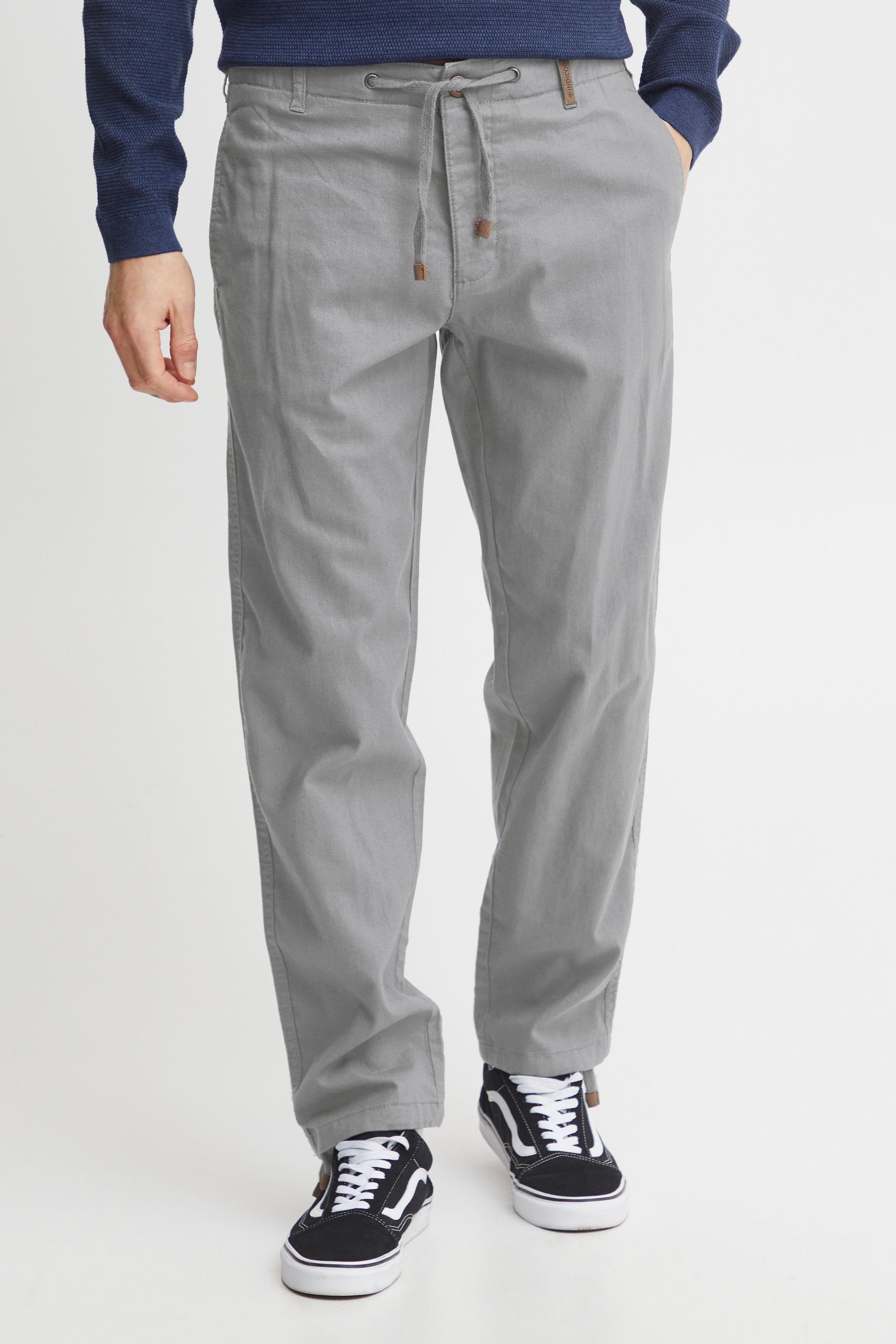 Indicode Leinenhose IDIves lange Hose mit Tunnelzug am Bund Light Grey (901)