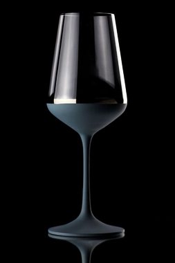 Casa Padrino Rotweinglas Luxus Rotweinglas 6er Set Dunkelblau / Silber Ø 8,5 x H. 24 cm - Handgefertigte und handbemalte Weingläser - Hotel & Restaurant Accessoires - Luxus Qualität