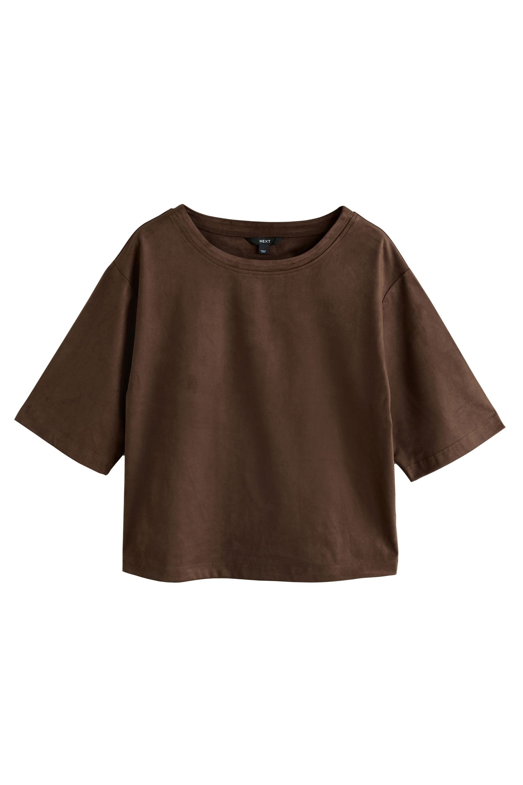 Next T-Shirt Weiches, kastiges T-Shirt aus Veloursleder (1-tlg) günstig online kaufen