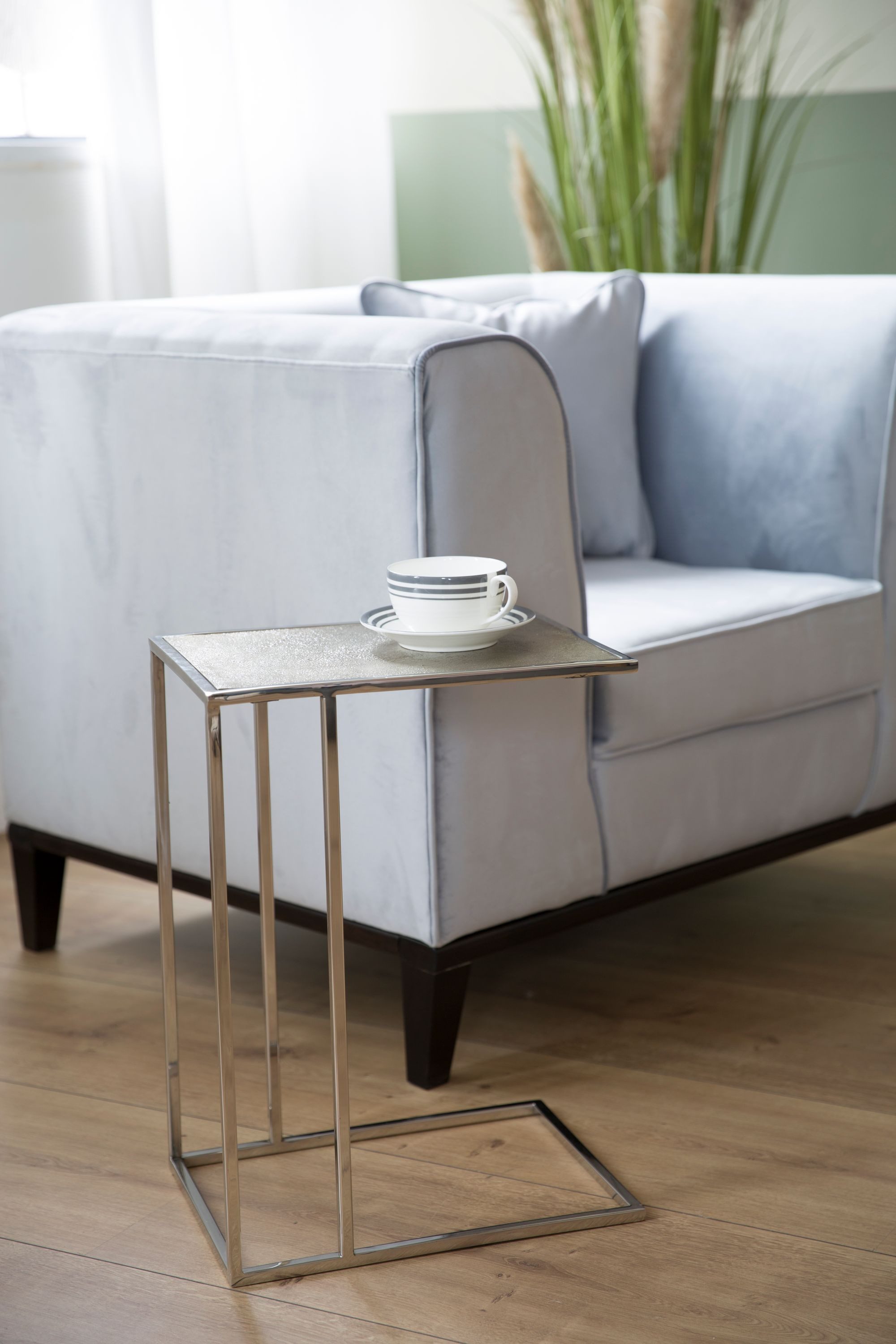 Fink Beistelltisch DIJON Beistelltisch 2er Set - H.56cm x B.41cm - silber - Edelstahl (Dekotisch - kleiner Tisch), Moderner Sofatisch: Stilvoller Ablagetisch & Couchtisch für Zuhause