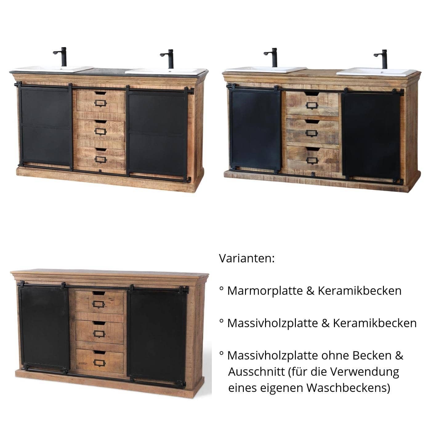 baario Doppelwaschtisch Doppelwaschtisch SELCE eckig, Unterschrank günstig online kaufen