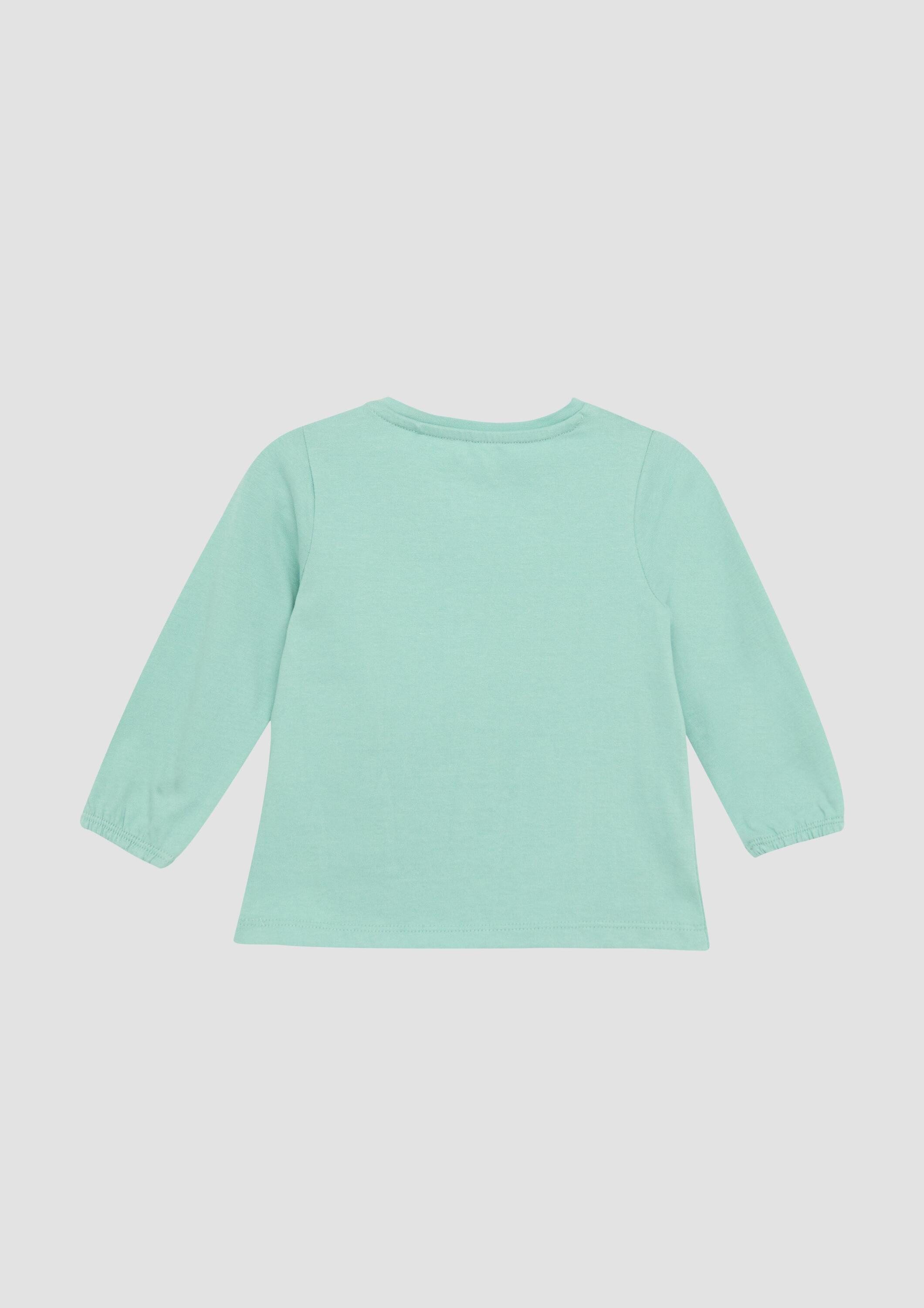 s.Oliver Langarmshirt T-Shirt Baumwollshirt mit Blumen-Applikation und Glitzer-Details