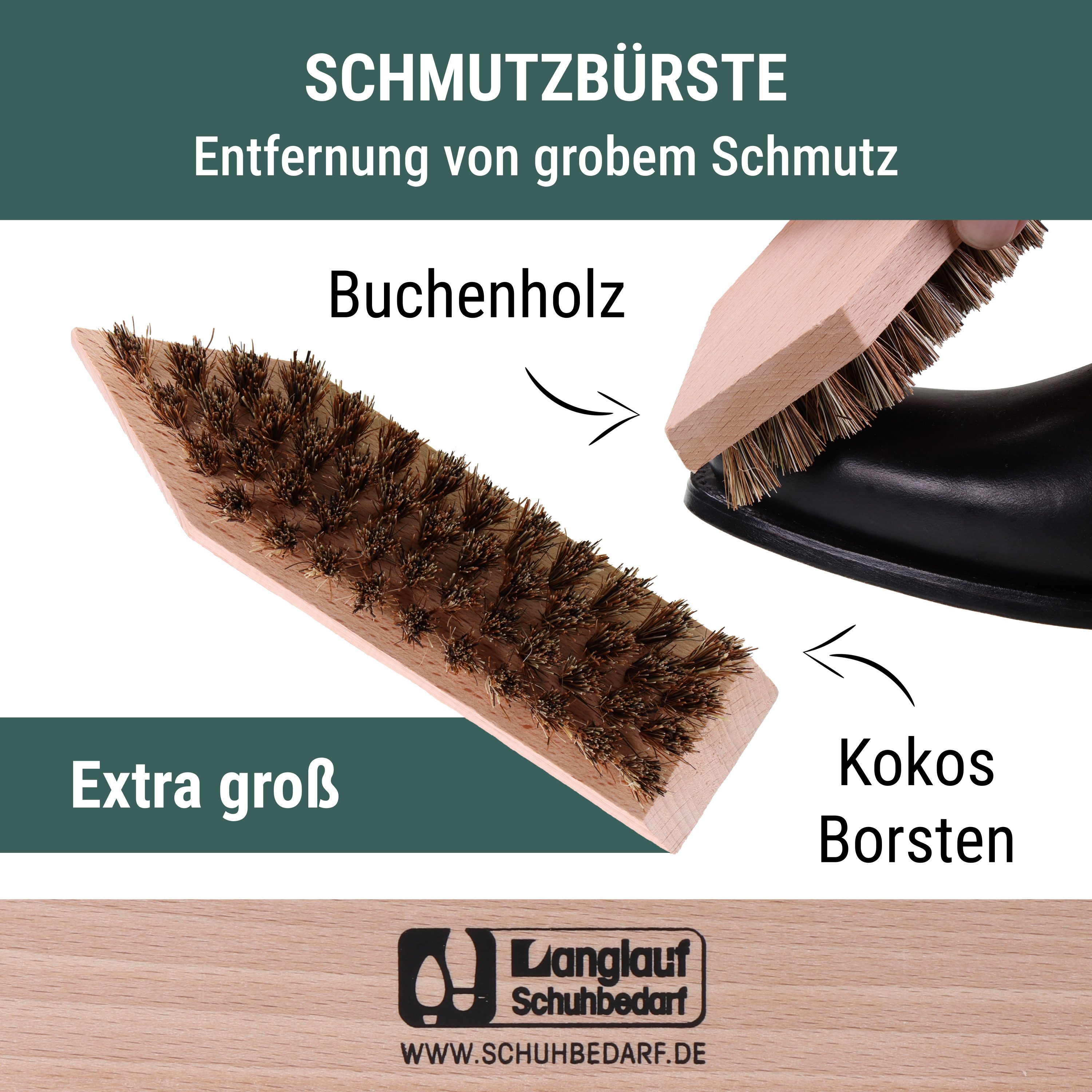 Langlauf Schuhbedarf Reinigungsbürsten-Set Schuhputzset II – 9-teiliges Schuhbürsten Set für Glatt- & Rauleder – Bild 5 von 5
