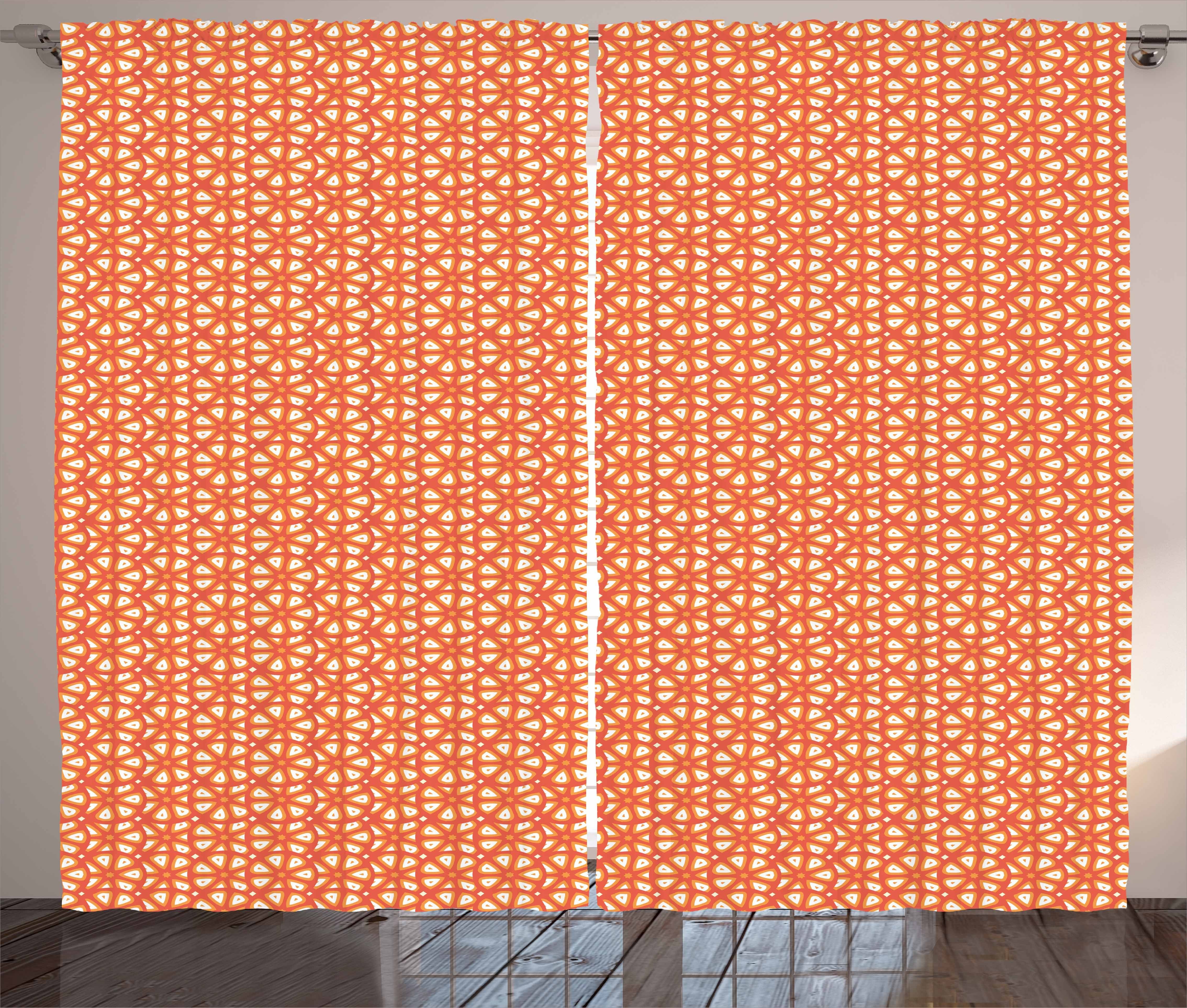 Schlaufen und Abakuhaus, mit Kräuselband Haken, Schlafzimmer Abstrakt Vorhang Grapefruit-Scheiben Gardine Citrus