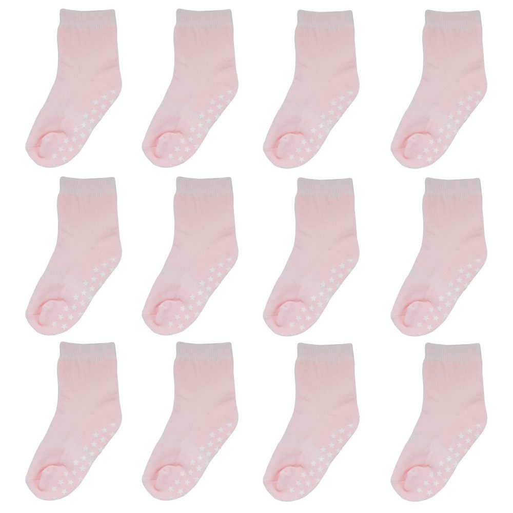 Yalion Langsocken Babysocken Kinder Anti Rutsch Socken 12 Paar Weich Atmungsaktiv Unisex (Set, 12-Paar, 12 Paar) Rutschfeste Sternen-Noppen