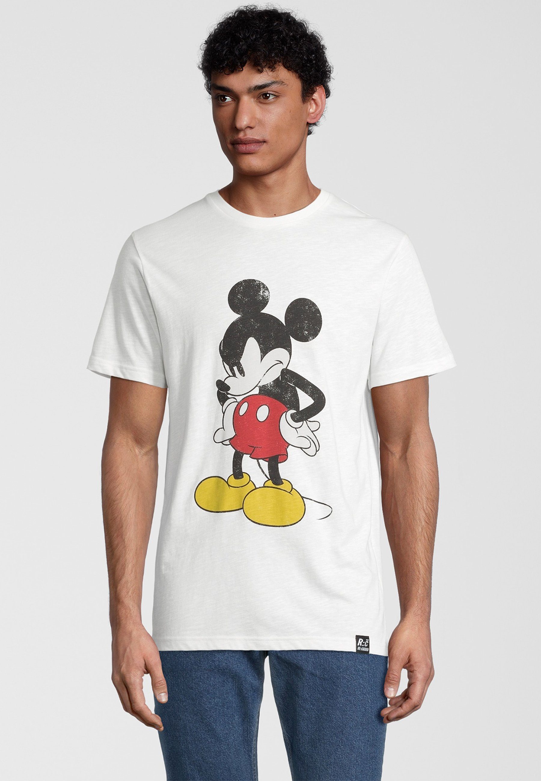 Recovered T-Shirt Disney Mickey Mouse Madface GOTS zertifizierte Bio-Baumwolle Weiß