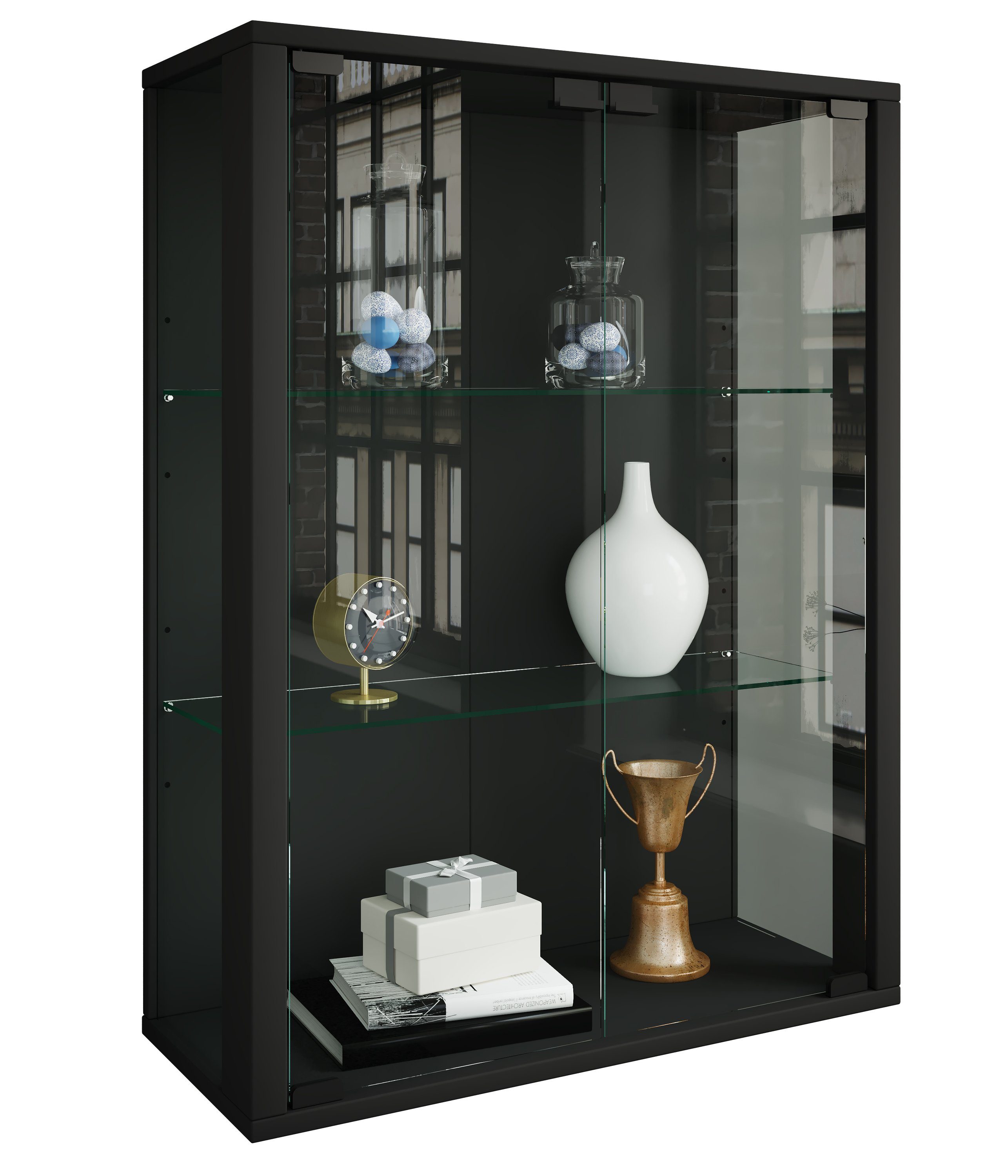 VCM Hängevitrine Udina B. 60 x T. 25 x H. 80 cm Präsentation und Aufbewahrung von Sammlerstücken, Wohnzimmer oder Büro